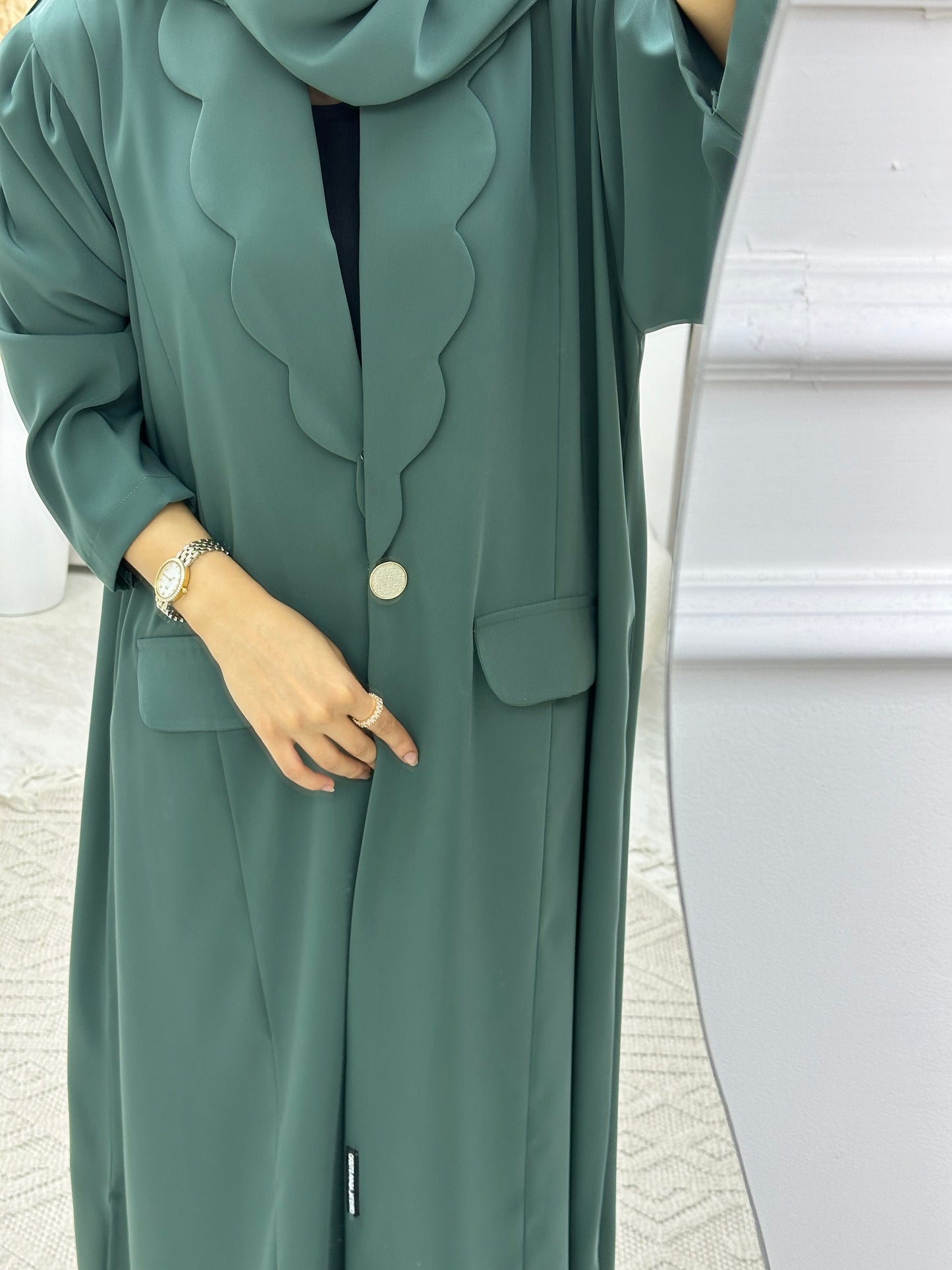 C 0133-03 Green Coat Abaya