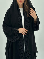 C 1727 Black Velvet Lace Abaya