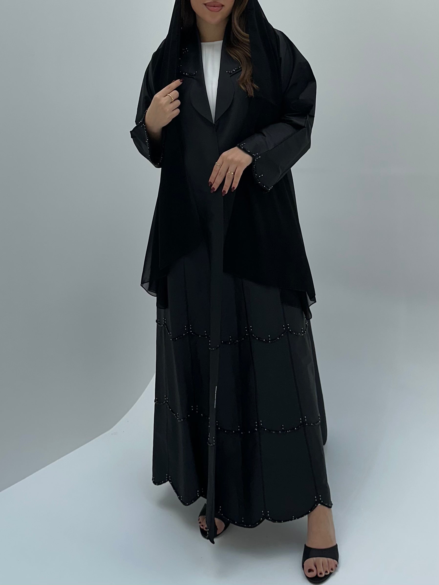C 1728 Black Coat Abaya