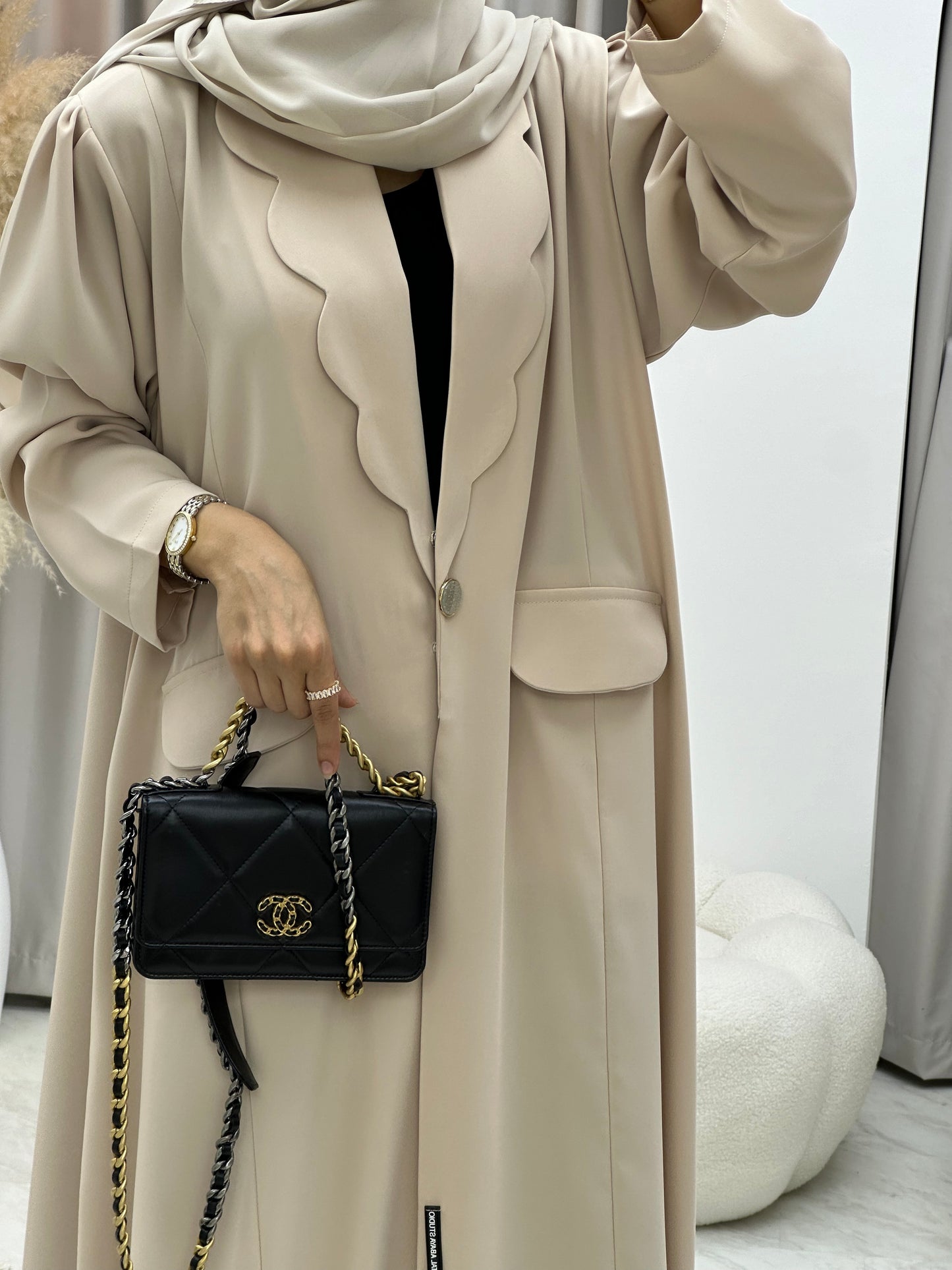 C 0133-05 Nude Coat Abaya