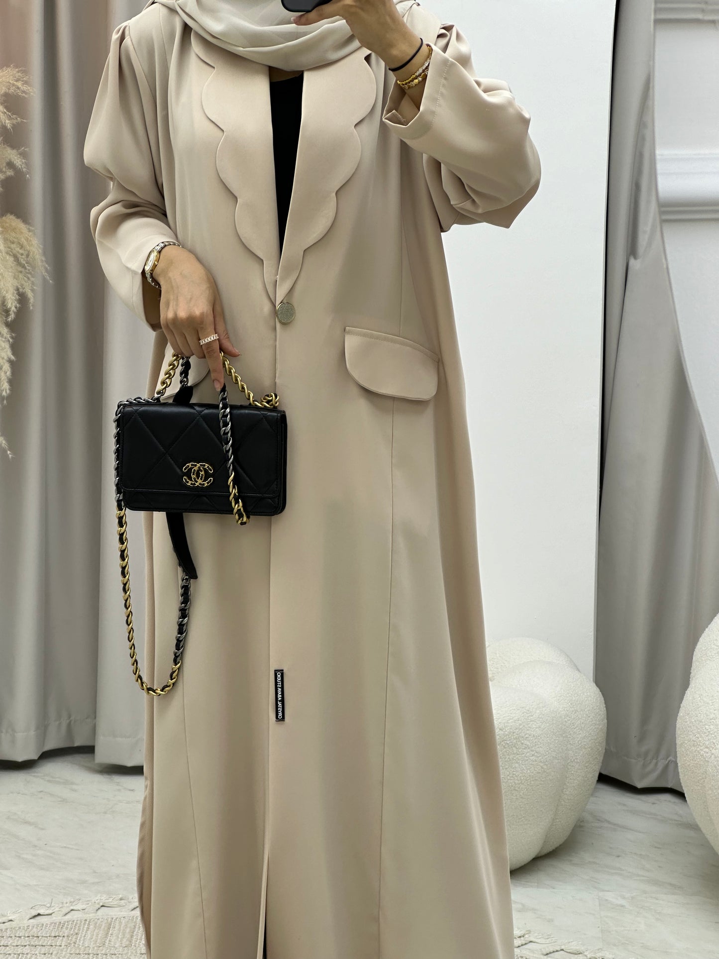 C 0133-05 Nude Coat Abaya