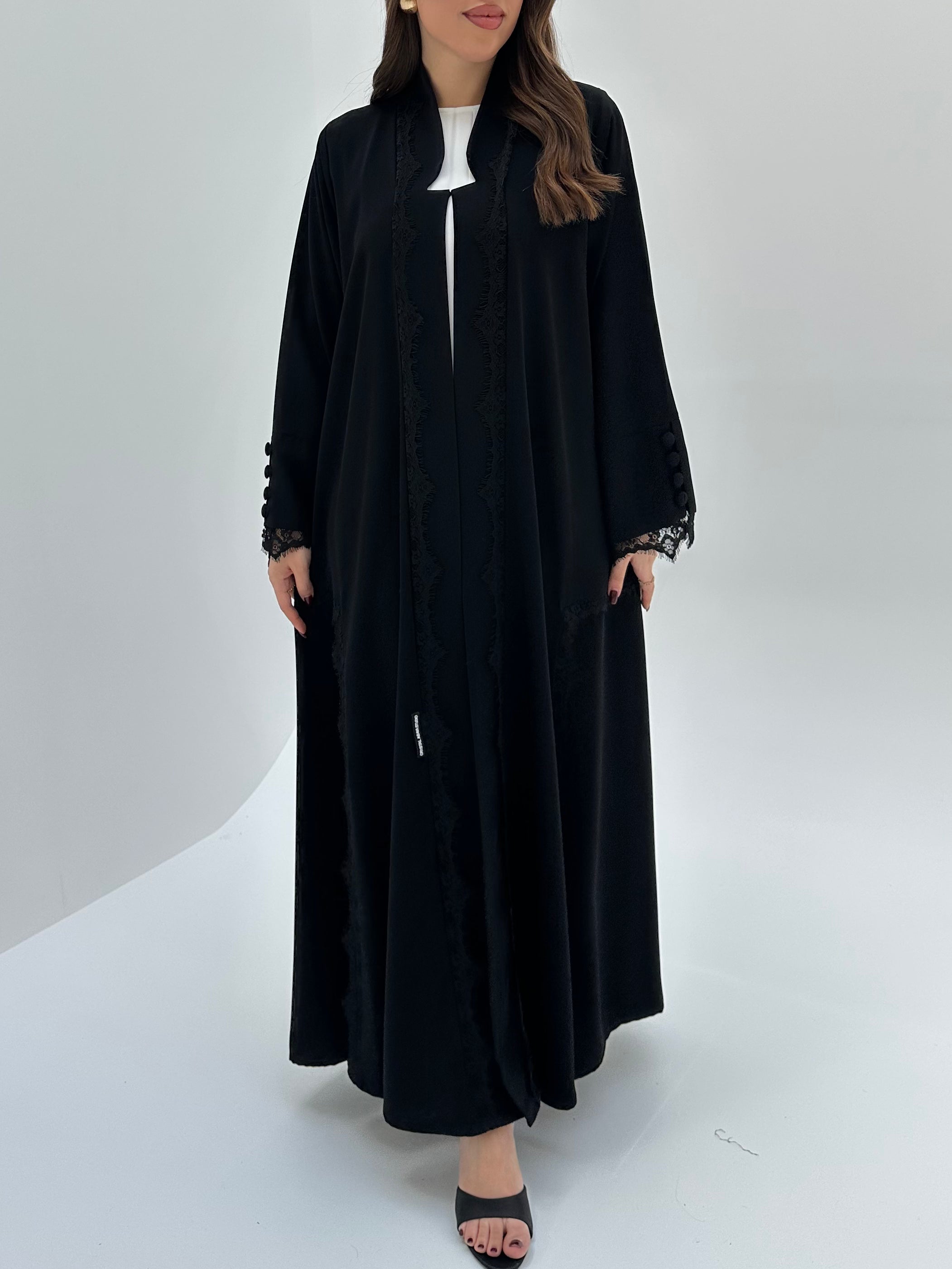 C 1729 Black Lace Abaya