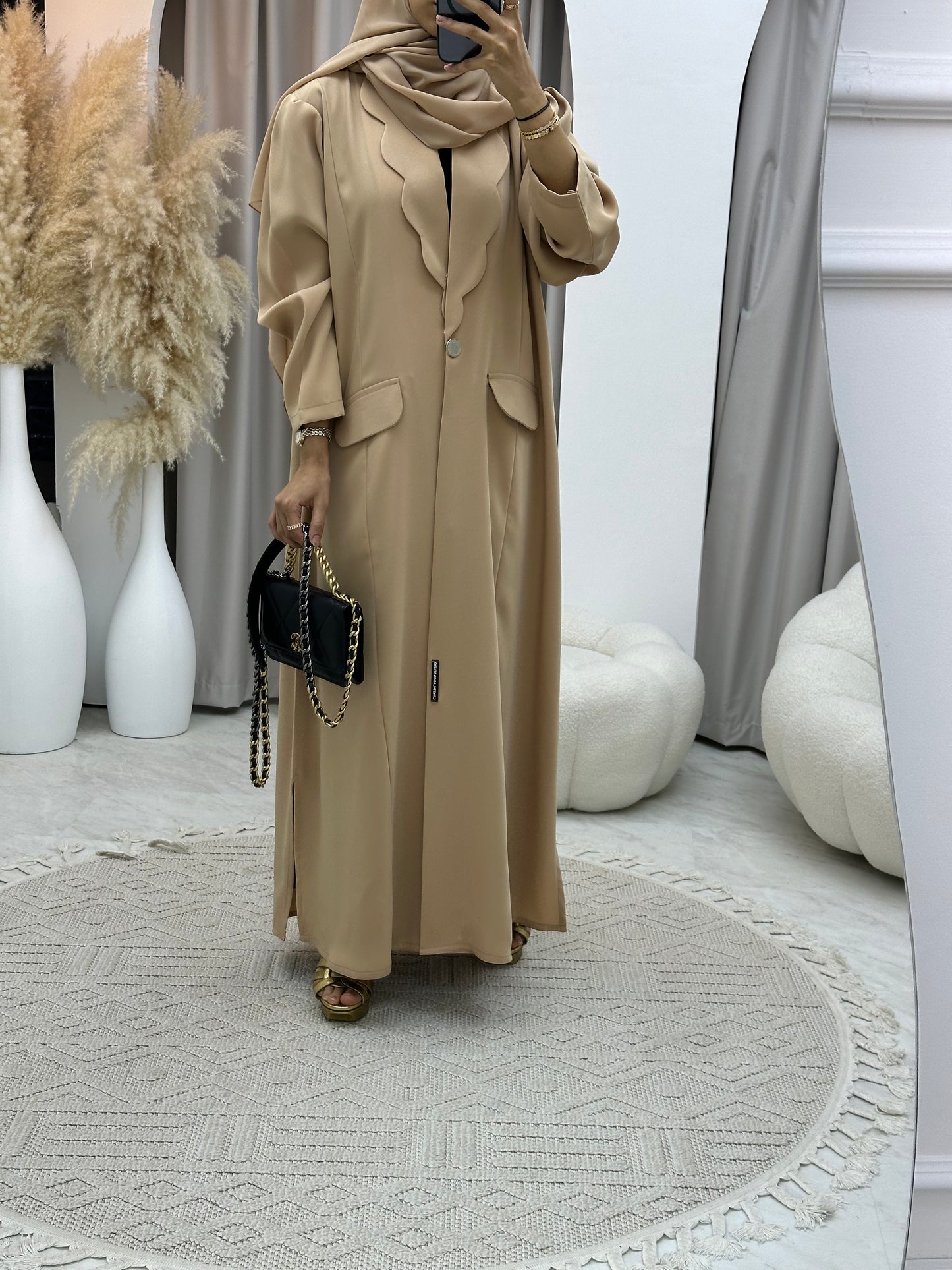 C 0133-02 Cream Coat Abaya