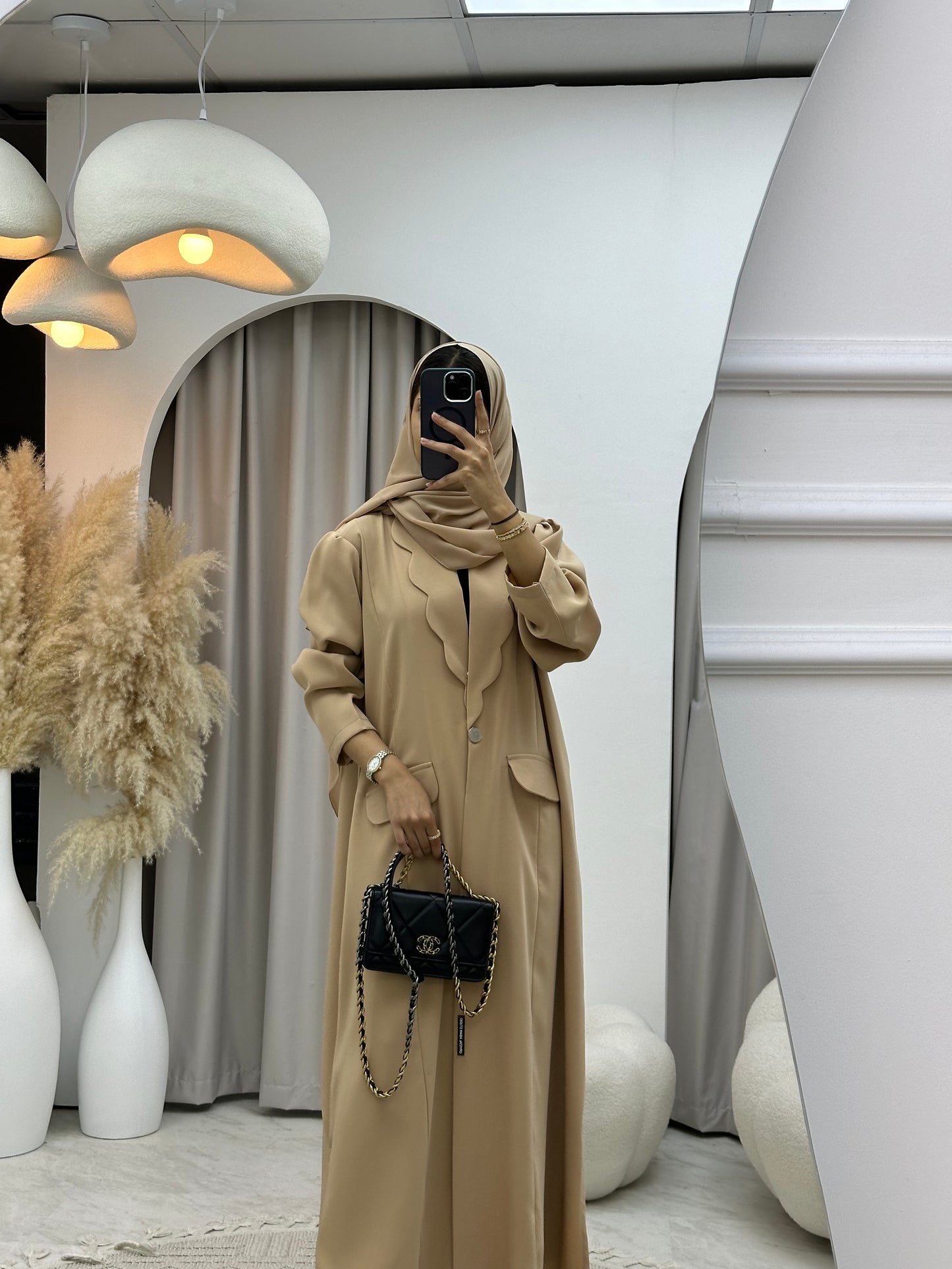 C 0133-02 Cream Coat Abaya