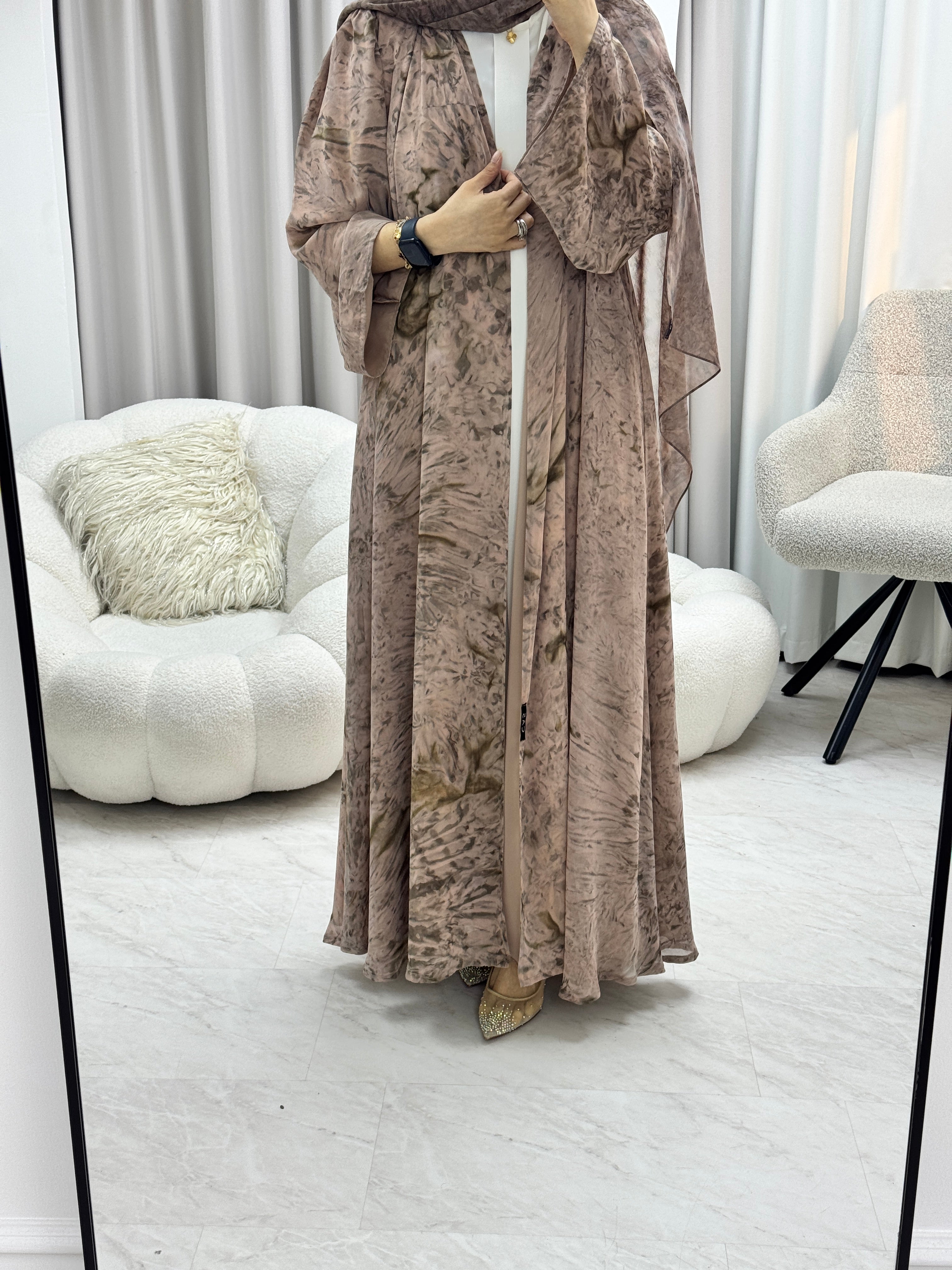 C 1279-05 Caramel Tie Dye Abaya