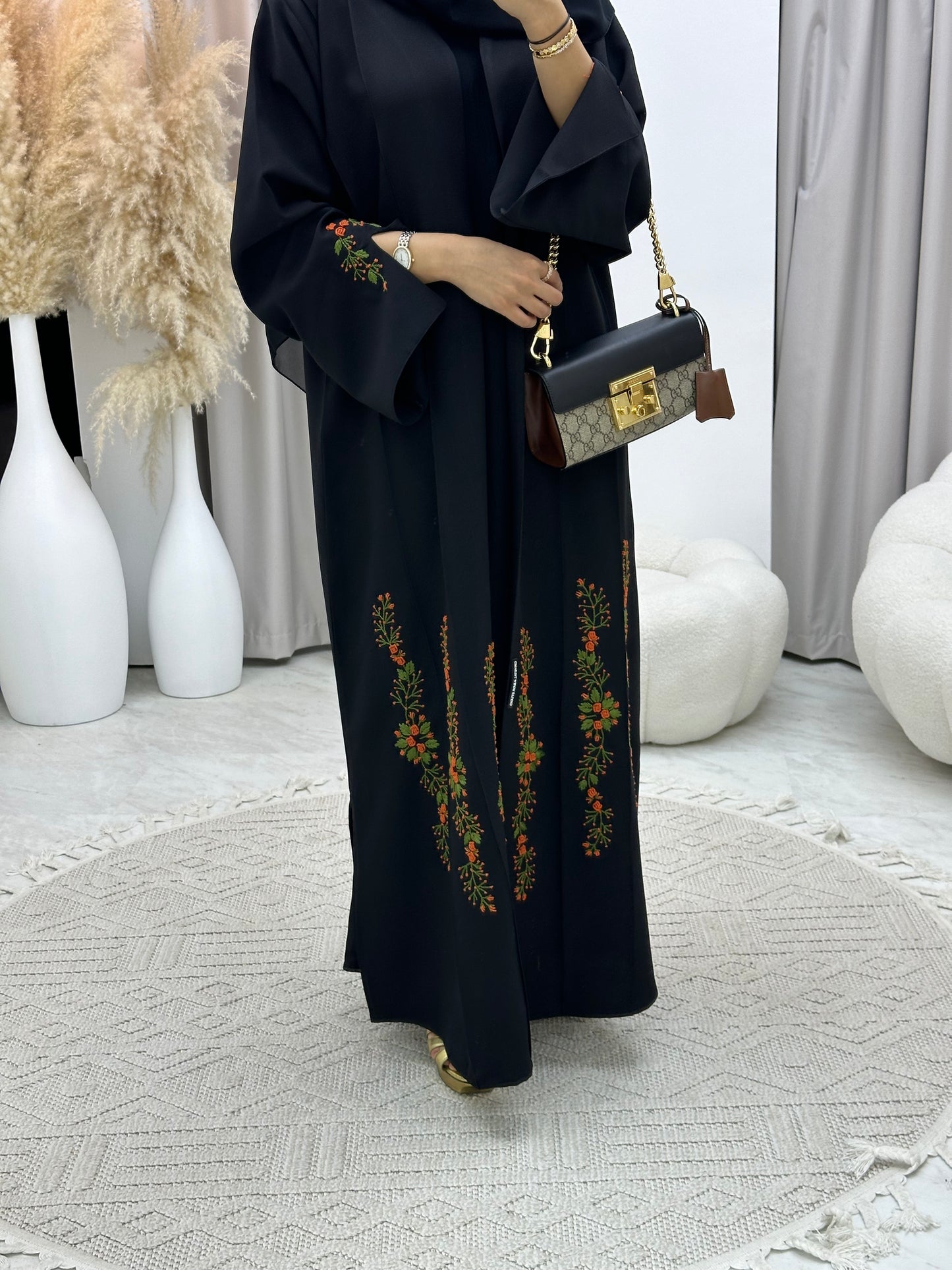 C 0135-01 Black Embroidery Abaya