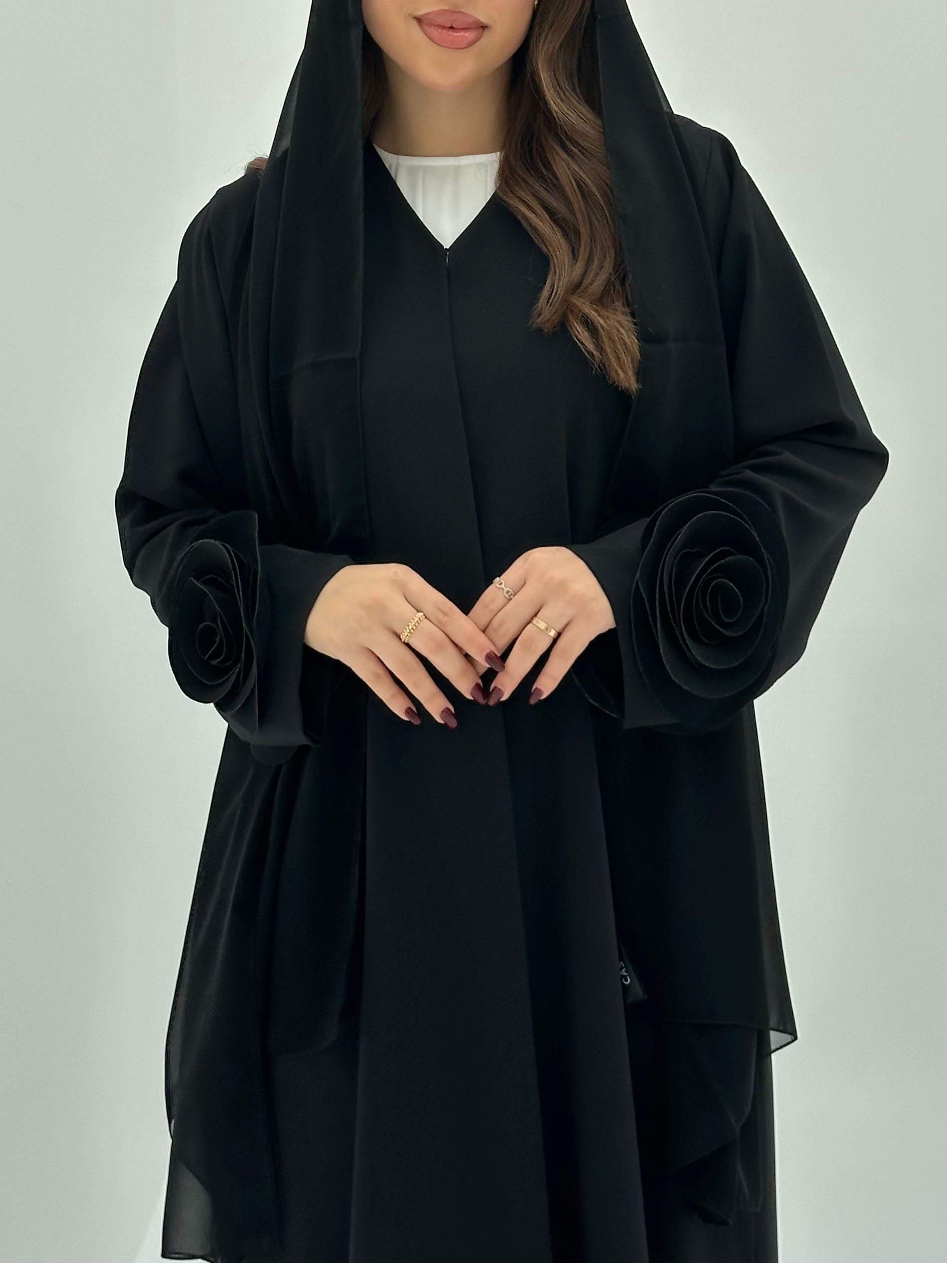 C 1732 Black Rose Abaya
