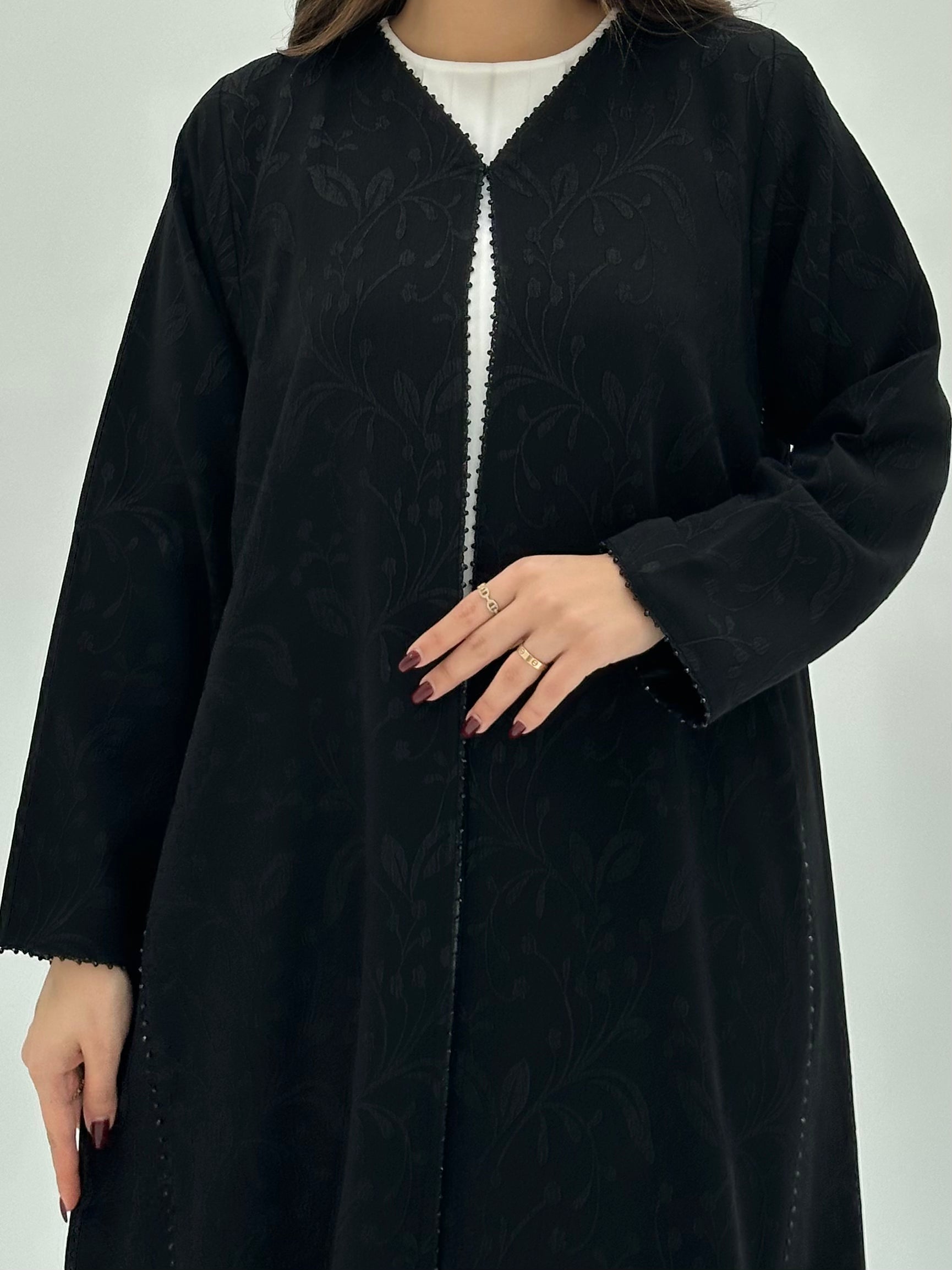 C 1733 Black Floral Abaya