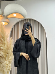 C RTW-U 0572 Charcoal Black Marble Printed Abaya