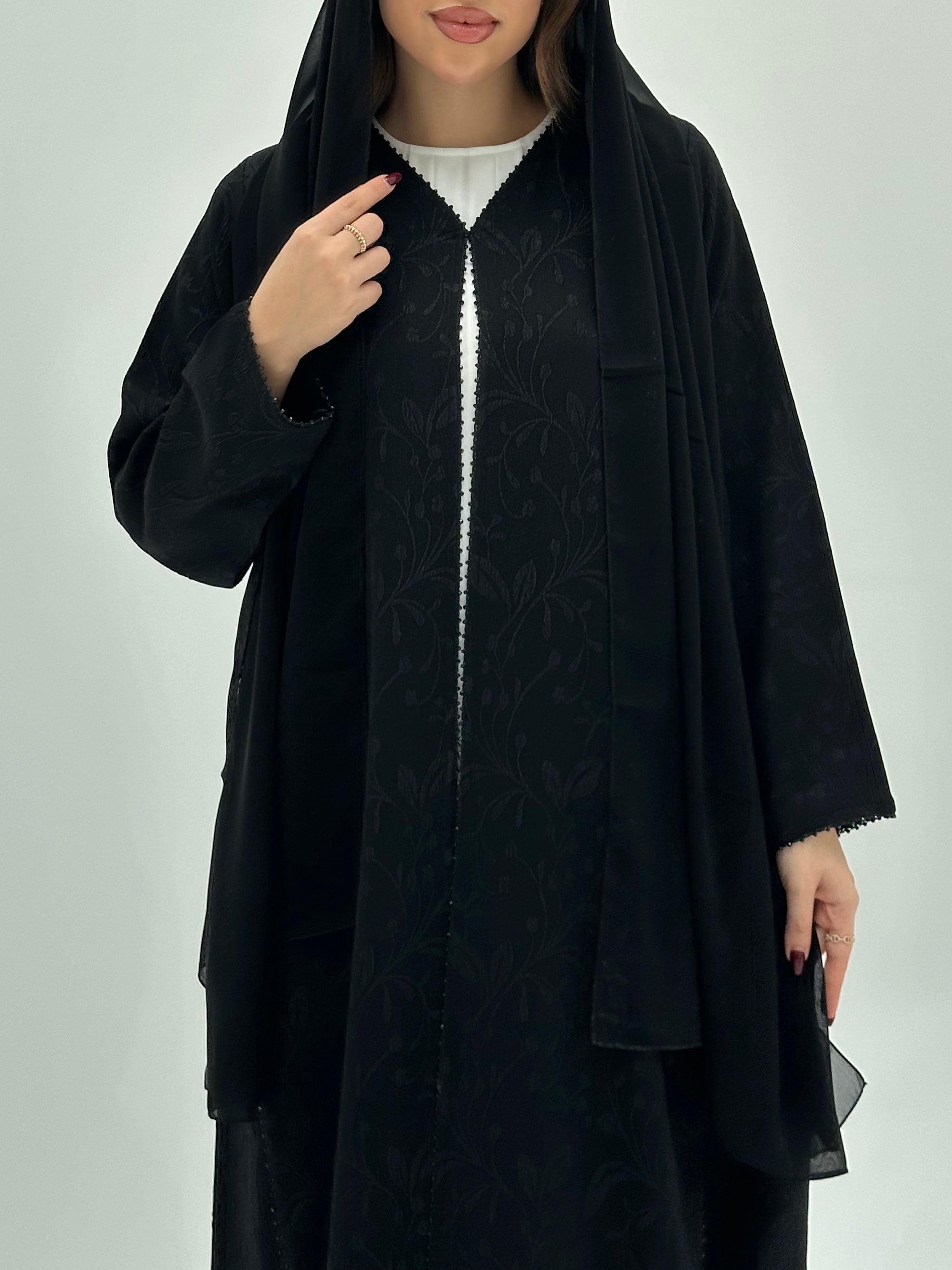 C 1733 Black Floral Abaya