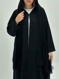 C 1733 Black Floral Abaya - XS / 50
