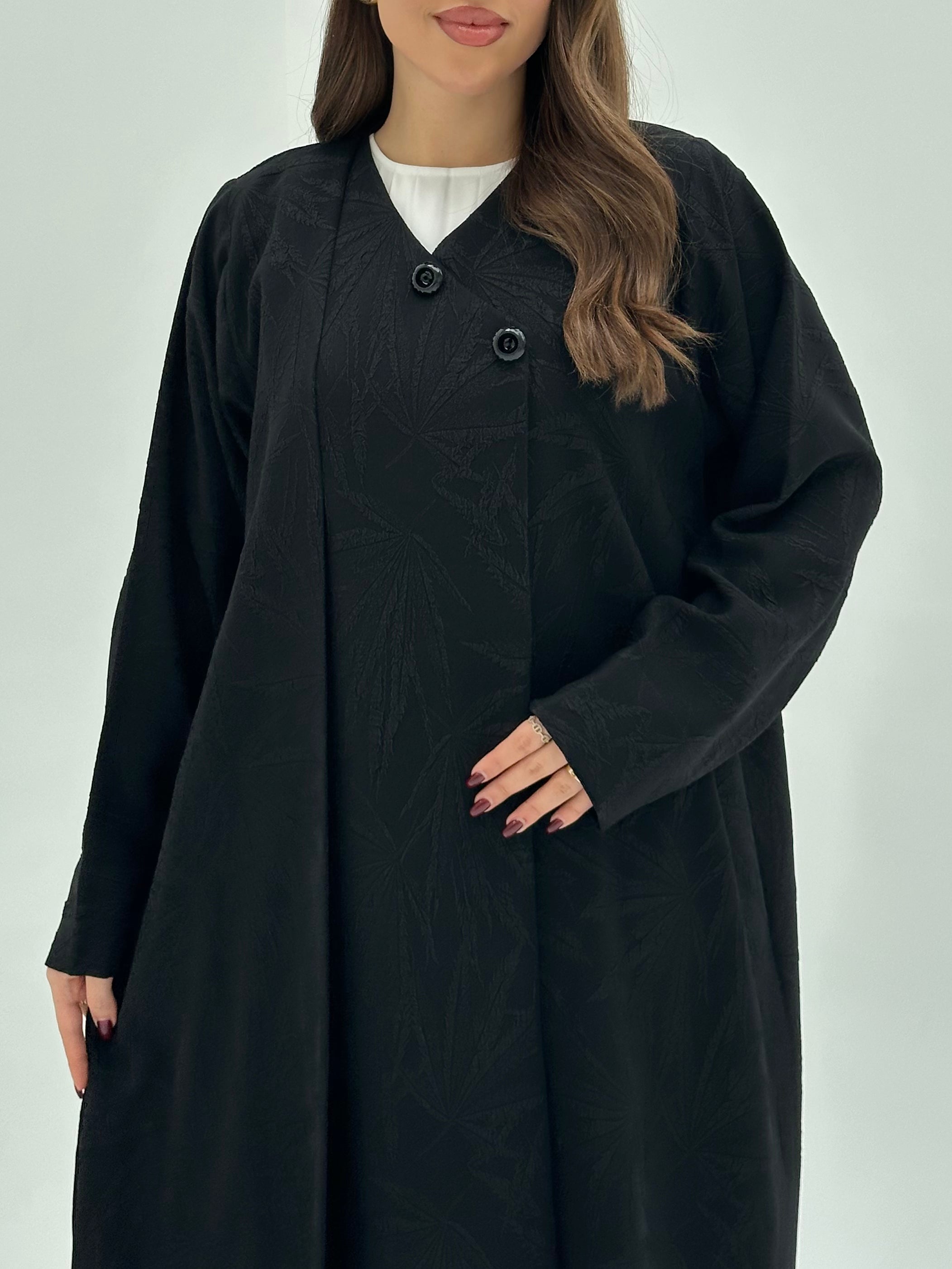 C 1734 Black leafy abaya