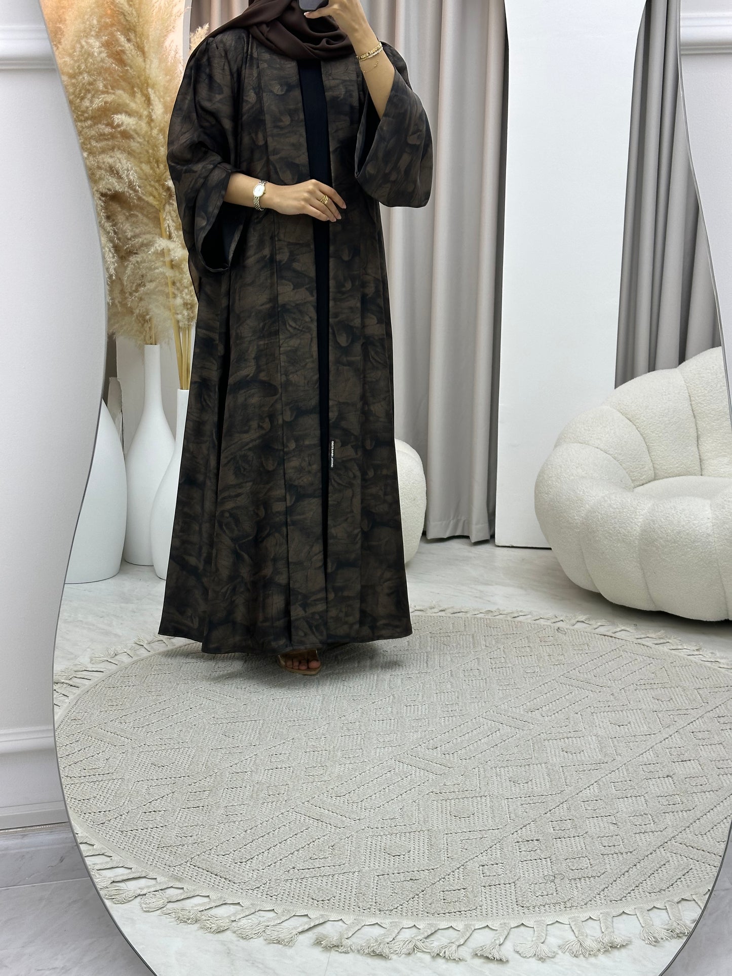 C 0571 Brown Marble Printed Abaya