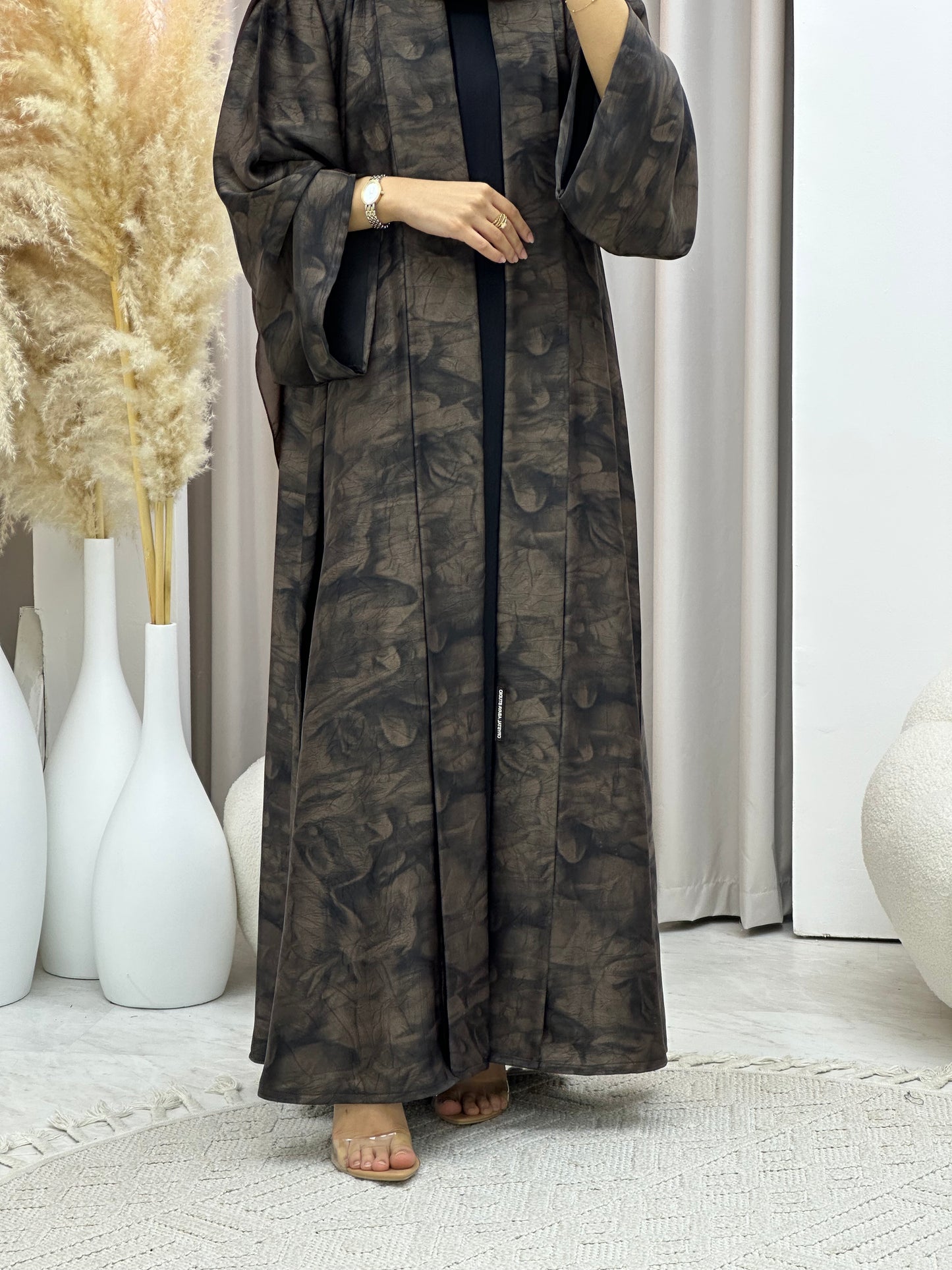 C 0571 Brown Marble Printed Abaya