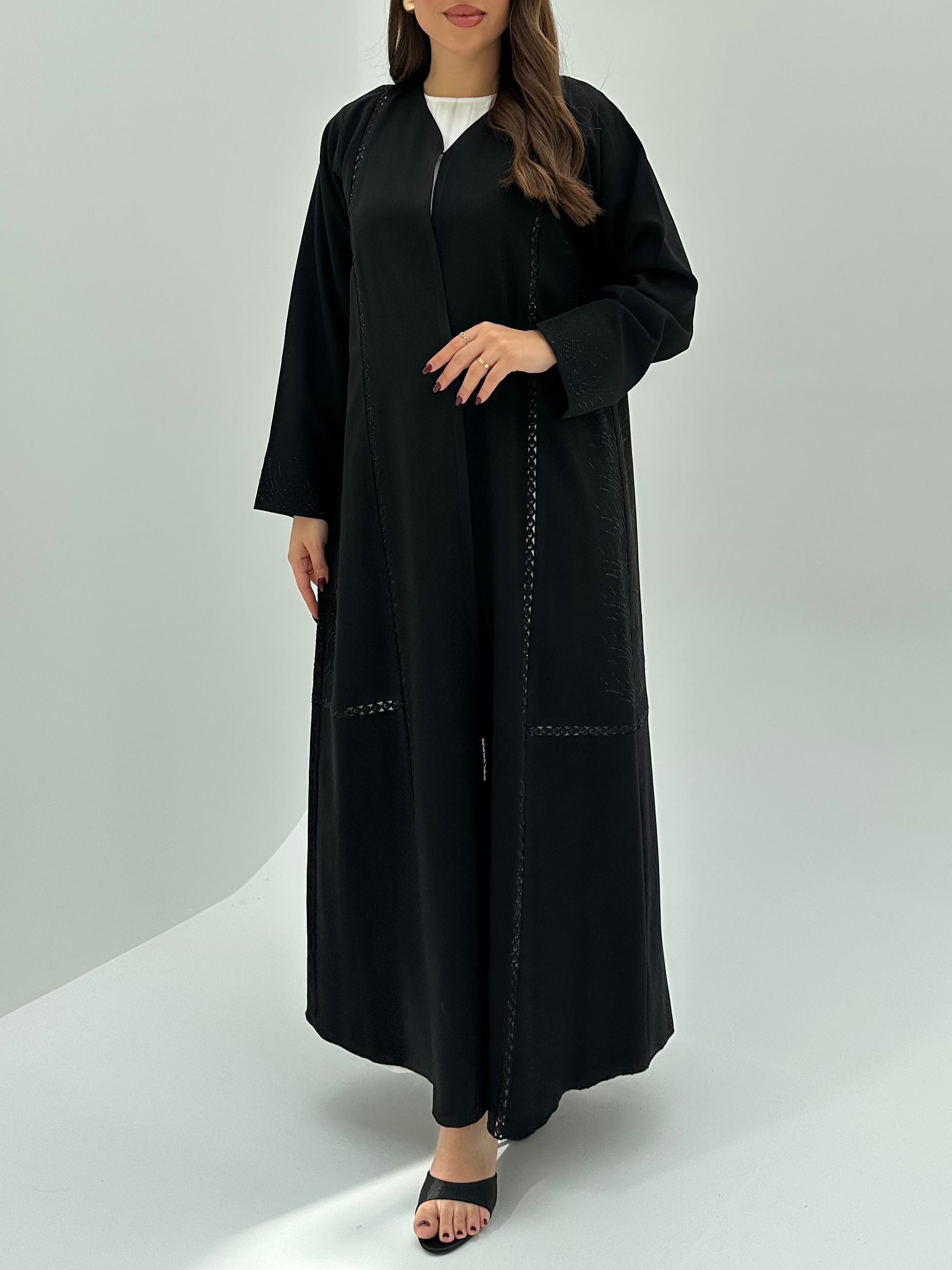 C 1735 Black Crystals Abaya