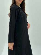 C 1735 Black Crystals Abaya