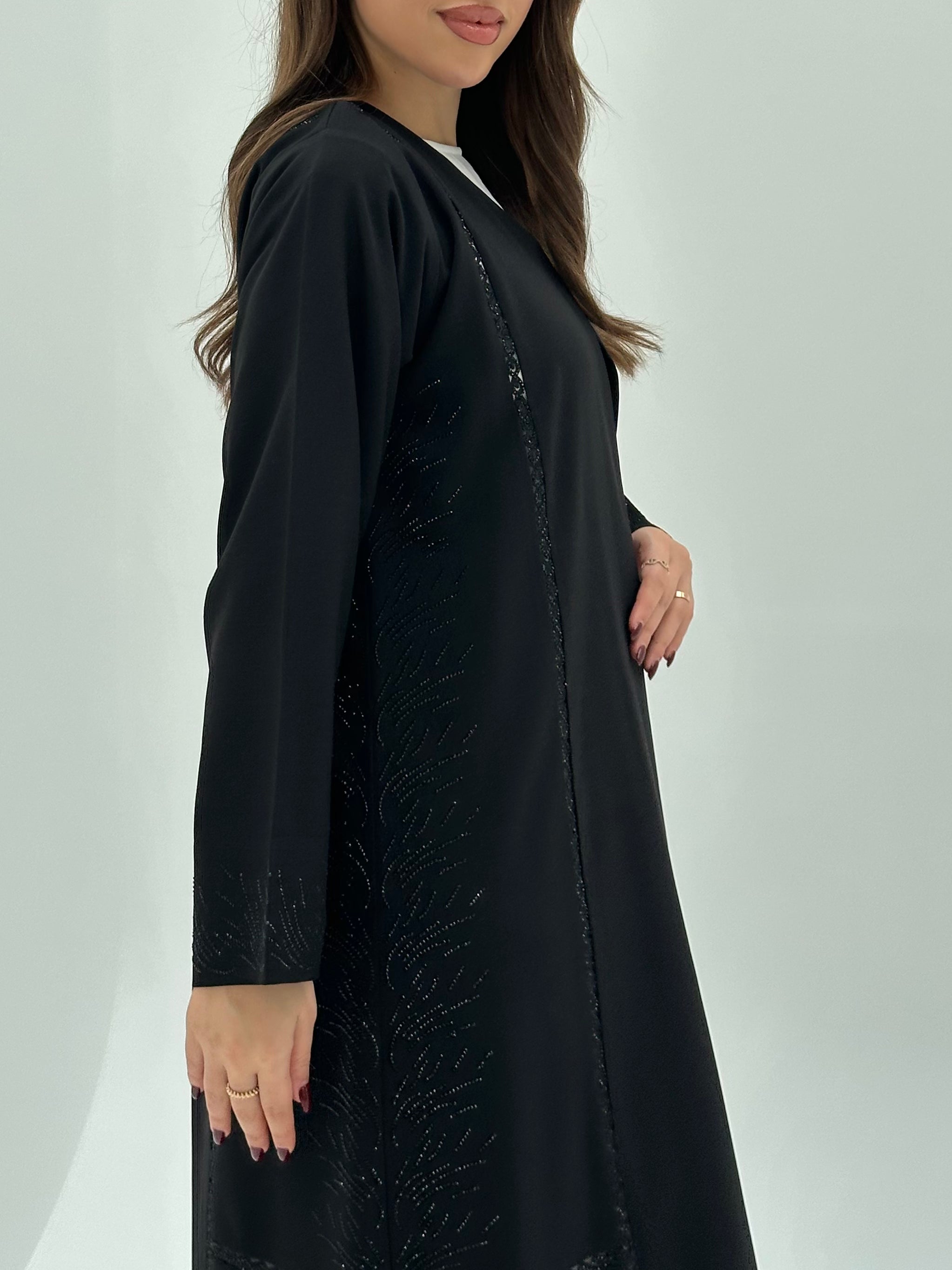 C 1735 Black Crystals Abaya