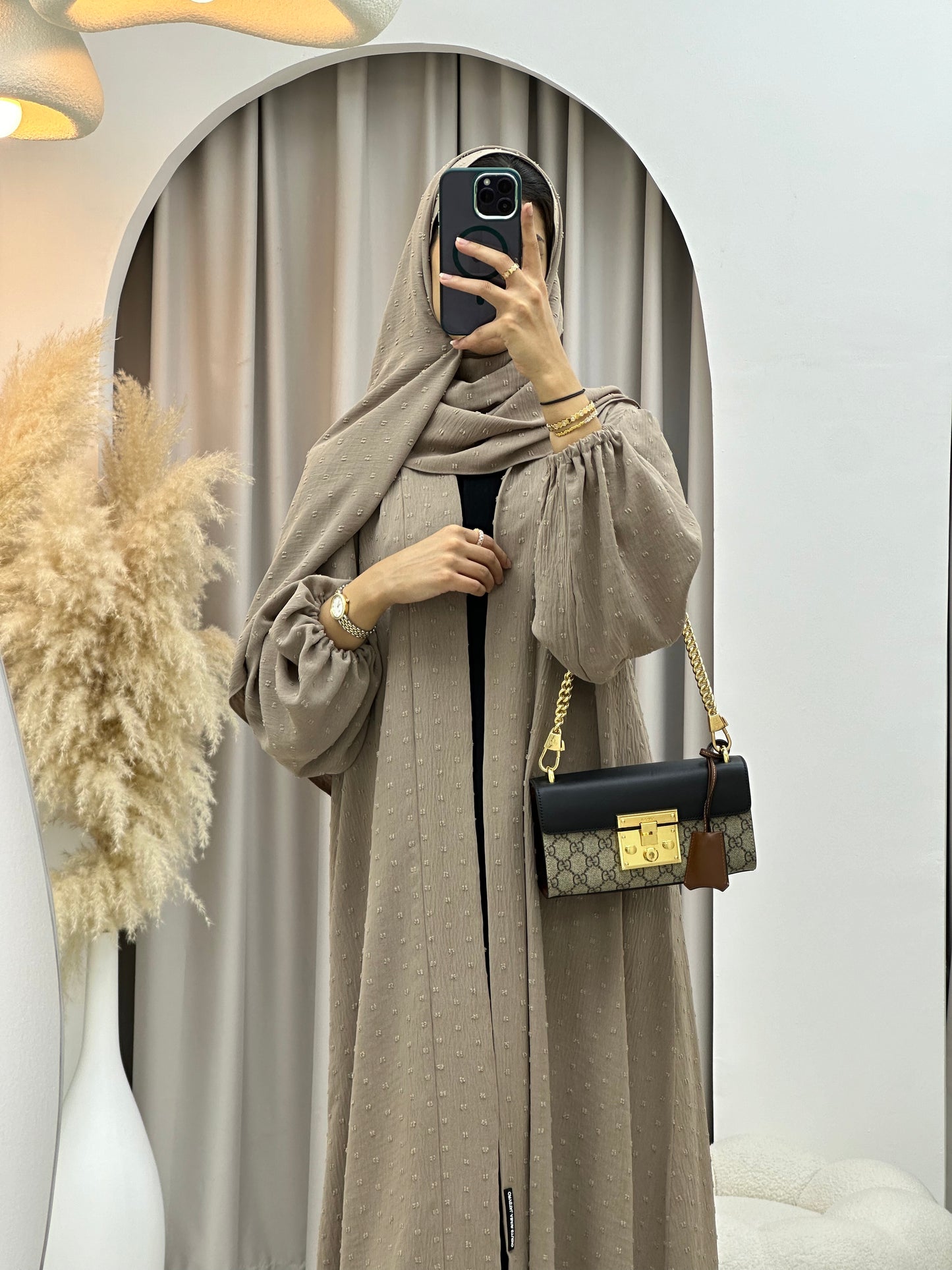 C 0134-03 Light Brown Dots Abaya