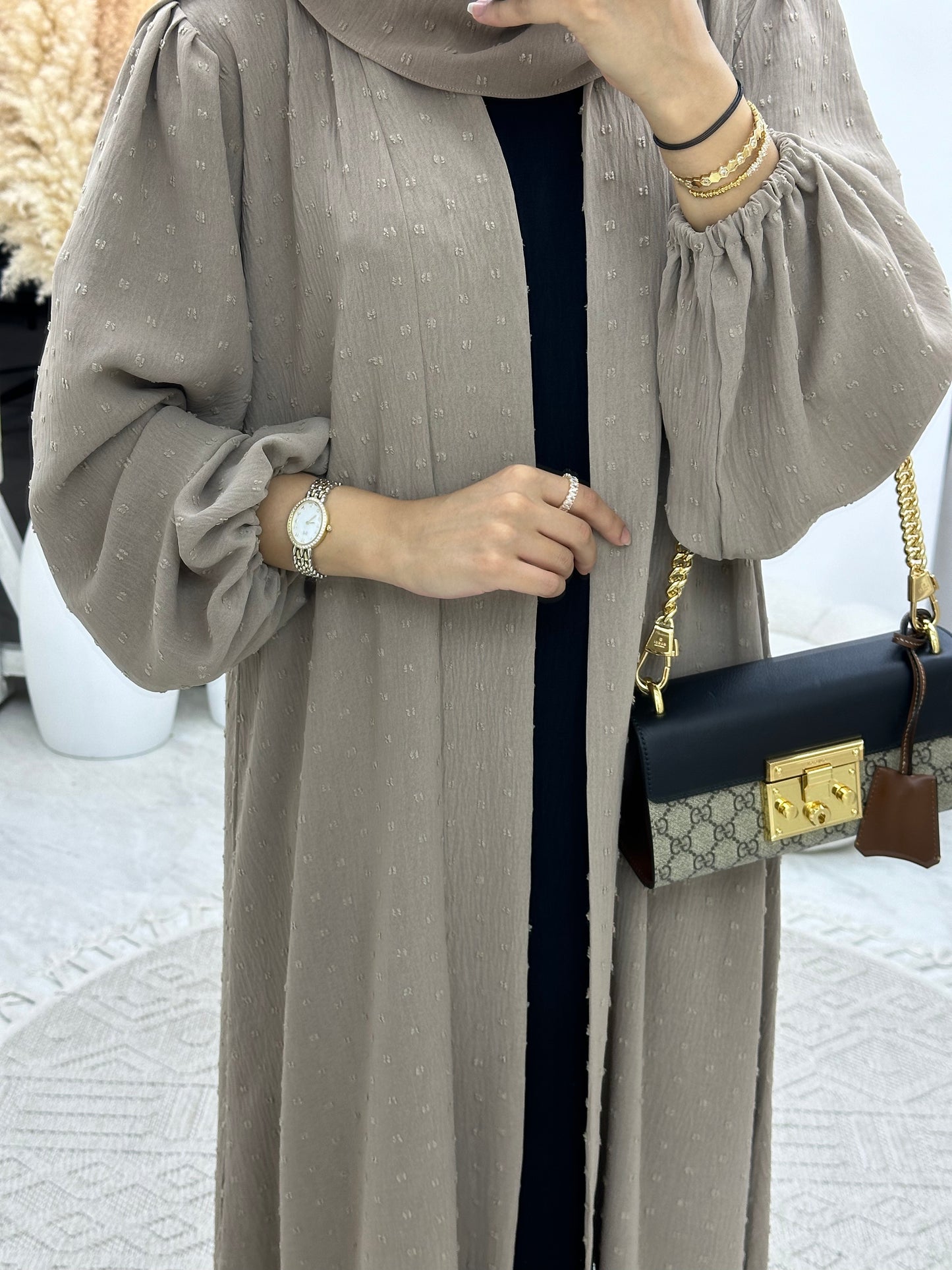 C 0134-03 Light Brown Dots Abaya