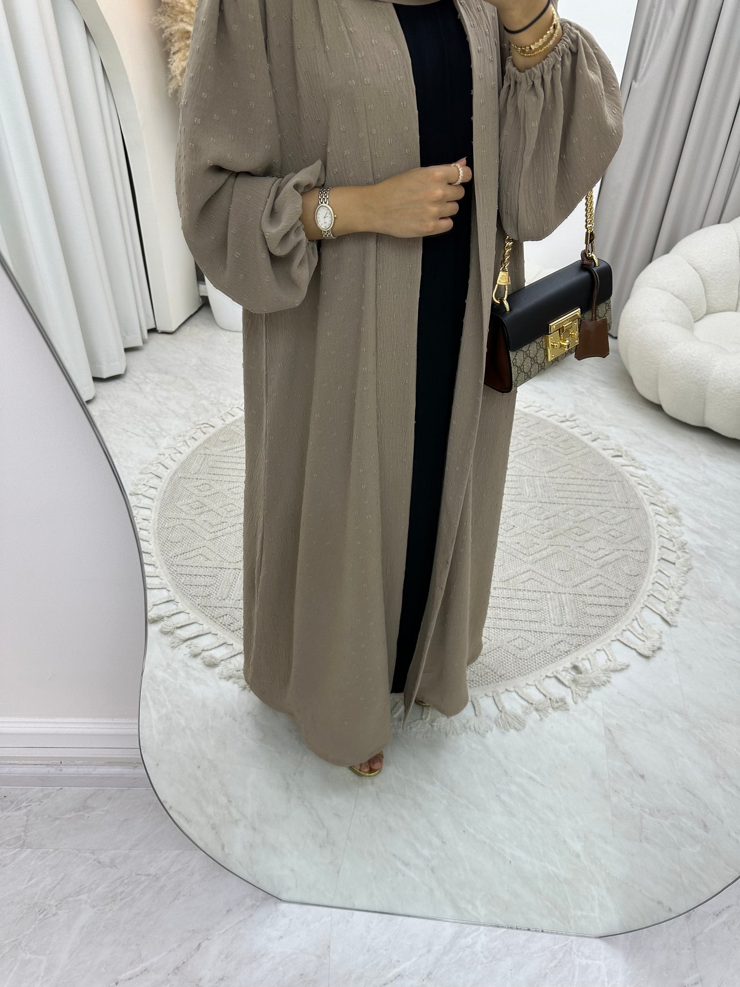 C 0134-03 Light Brown Dots Abaya