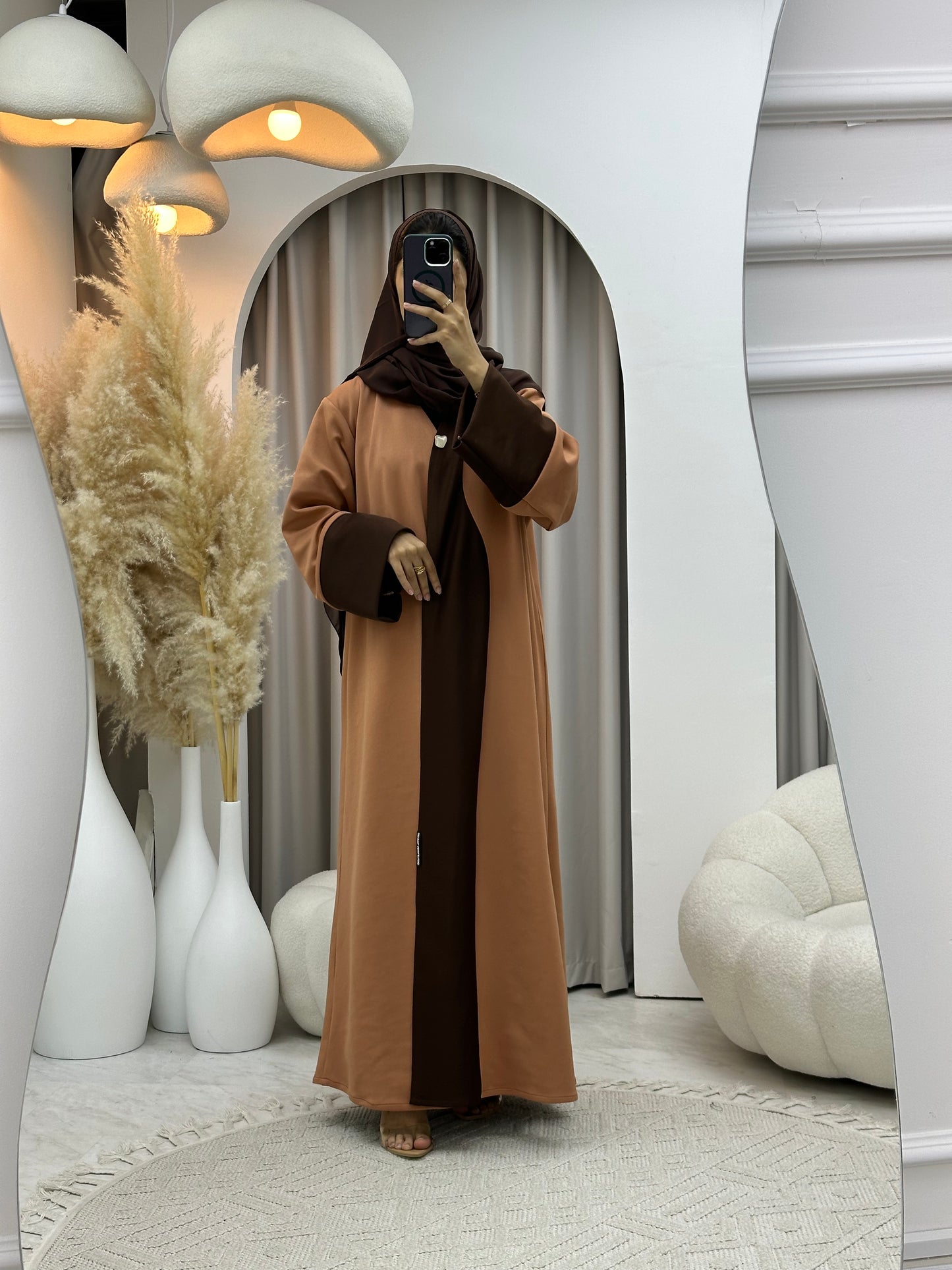 C 0570 Brown Peach Suede Abaya