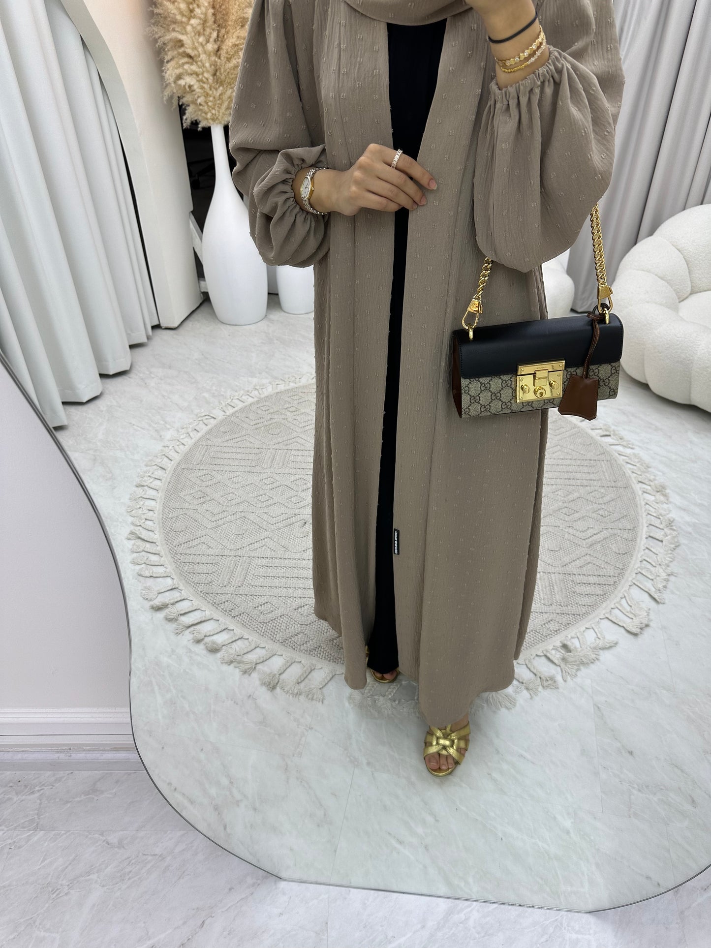 C 0134-03 Light Brown Dots Abaya