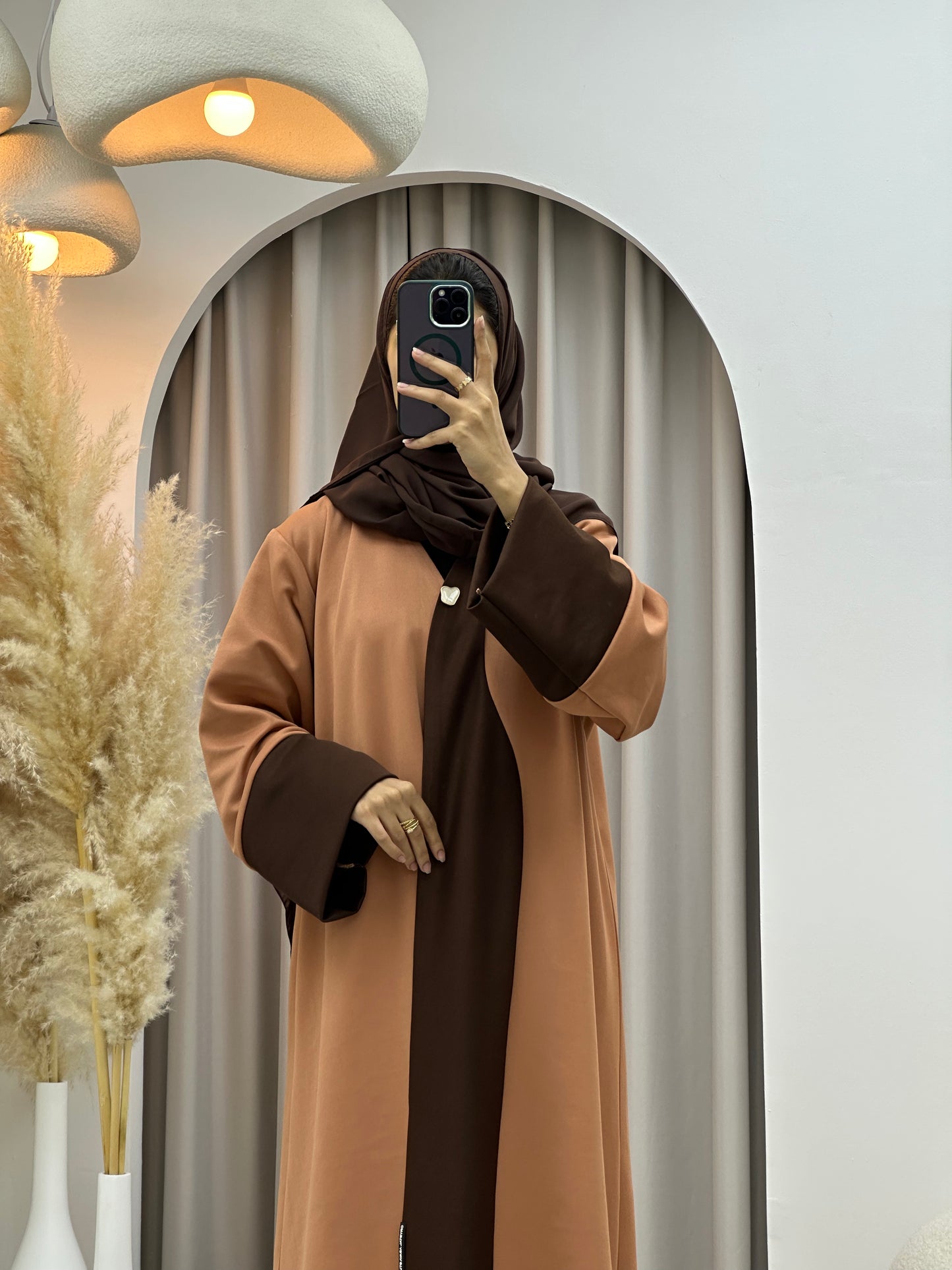 C 0570 Brown Peach Suede Abaya