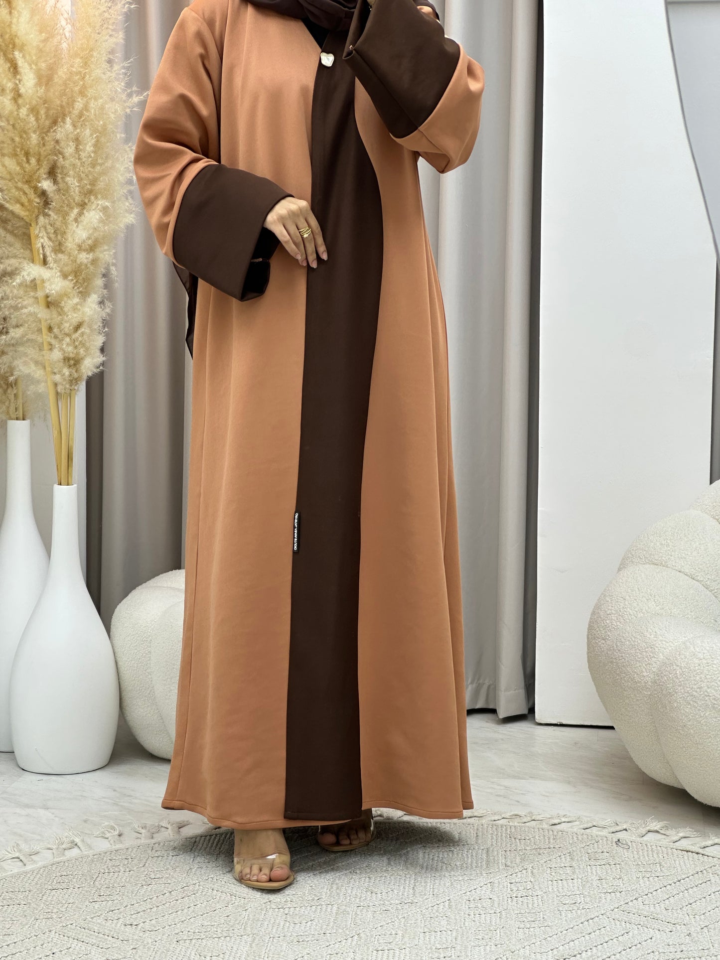 C 0570 Brown Peach Suede Abaya