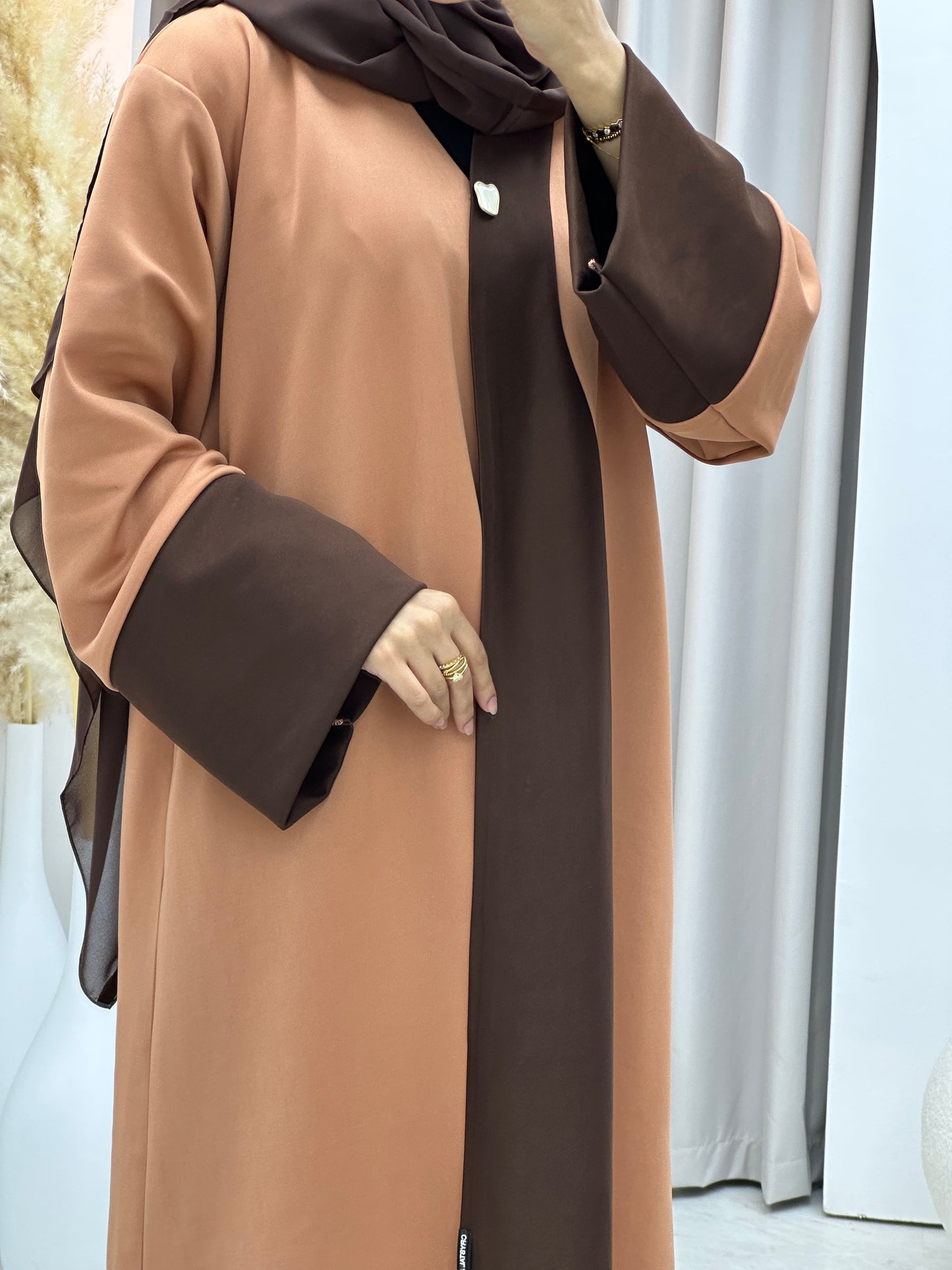 C 0570 Brown Peach Suede Abaya