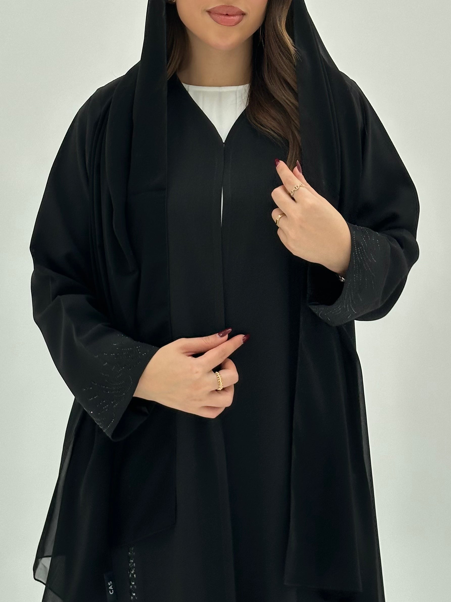 C 1735 Black Crystals Abaya