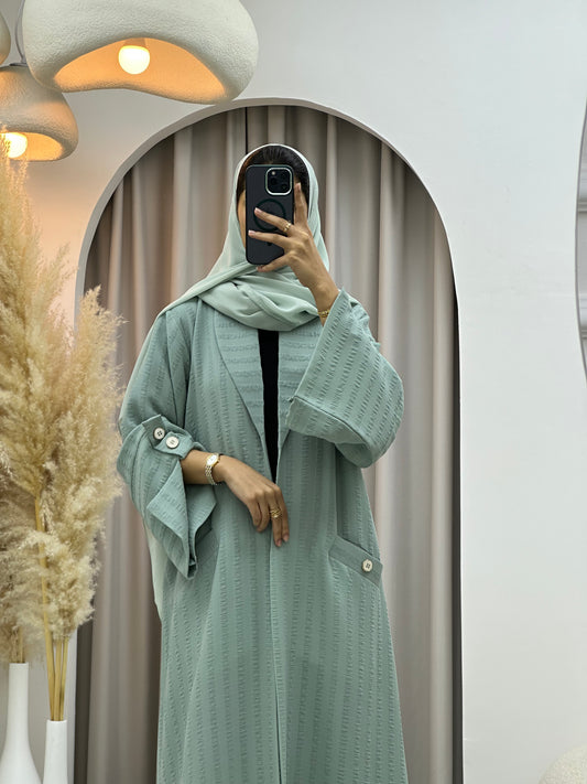 C 0556 Aqua Striped Coat Abaya