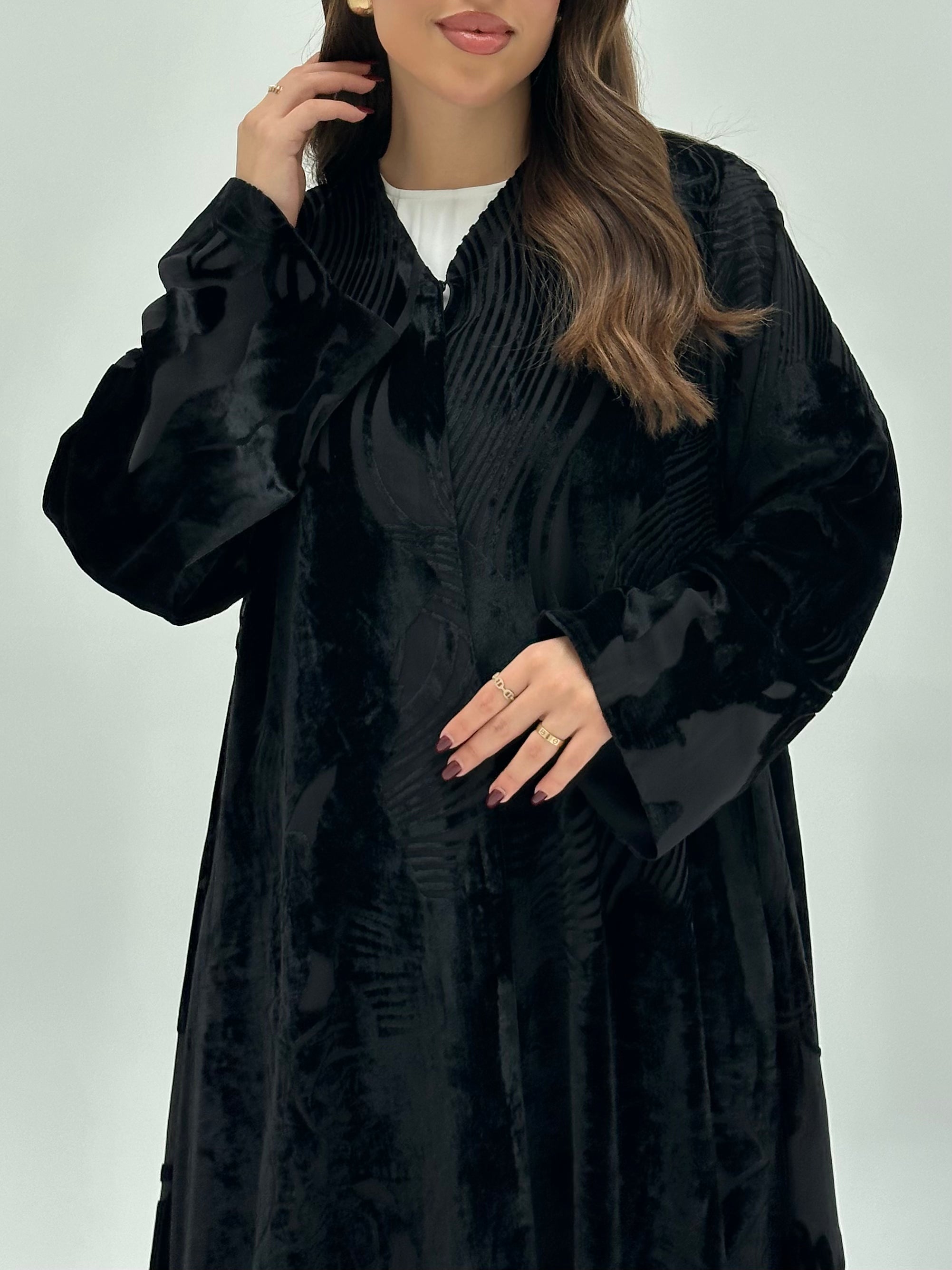 C 1737 Black Velvet Abaya