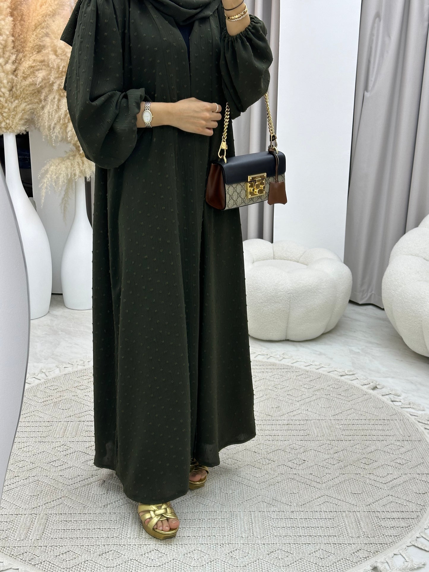 C 0134-02 Olive Dots Abaya