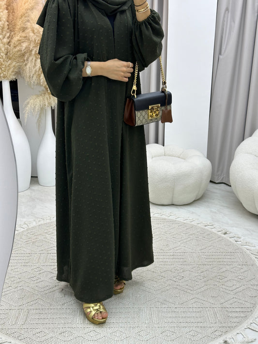 C 0134-02 Olive Dots Abaya