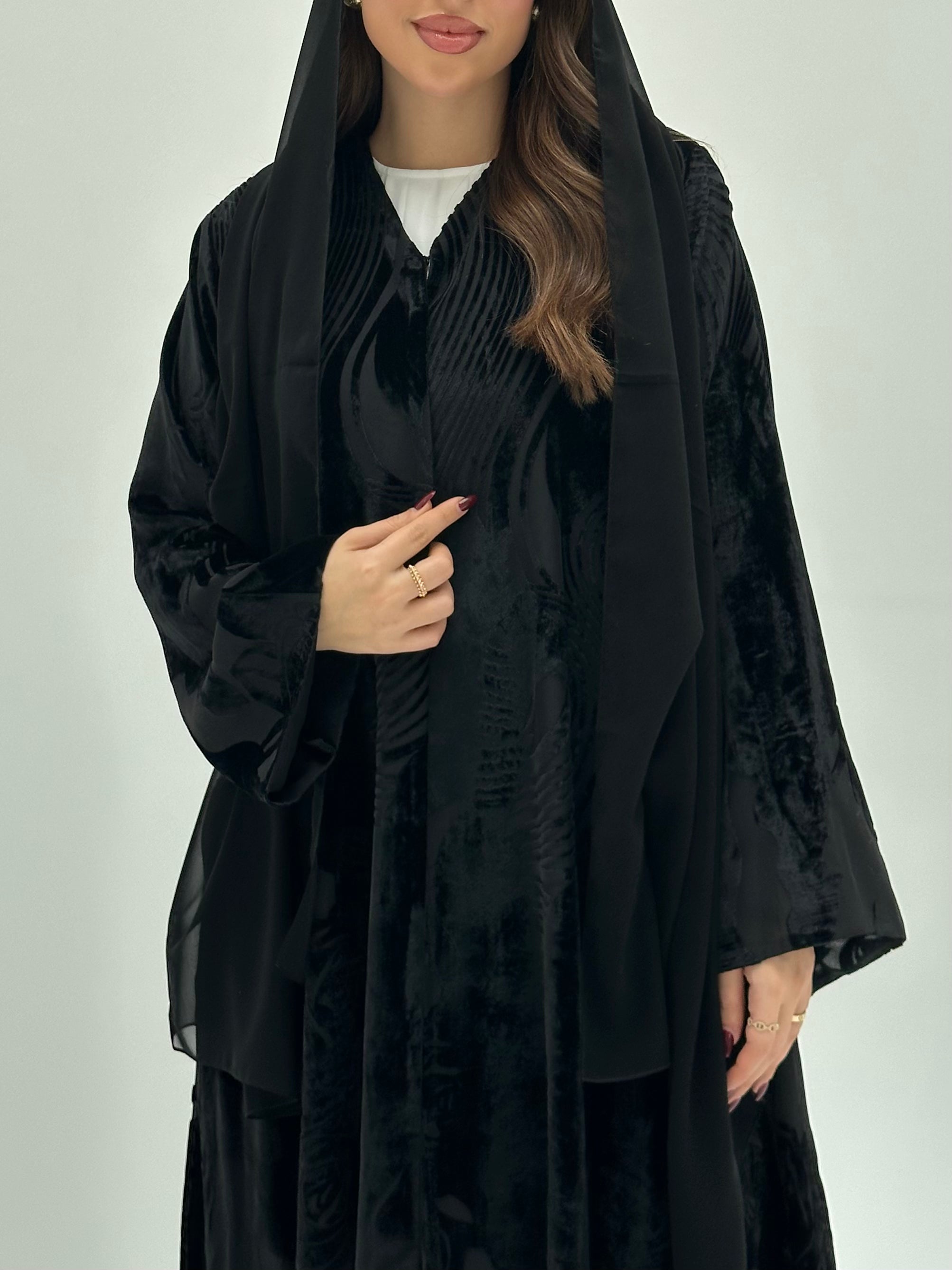 C 1737 Black Velvet Abaya