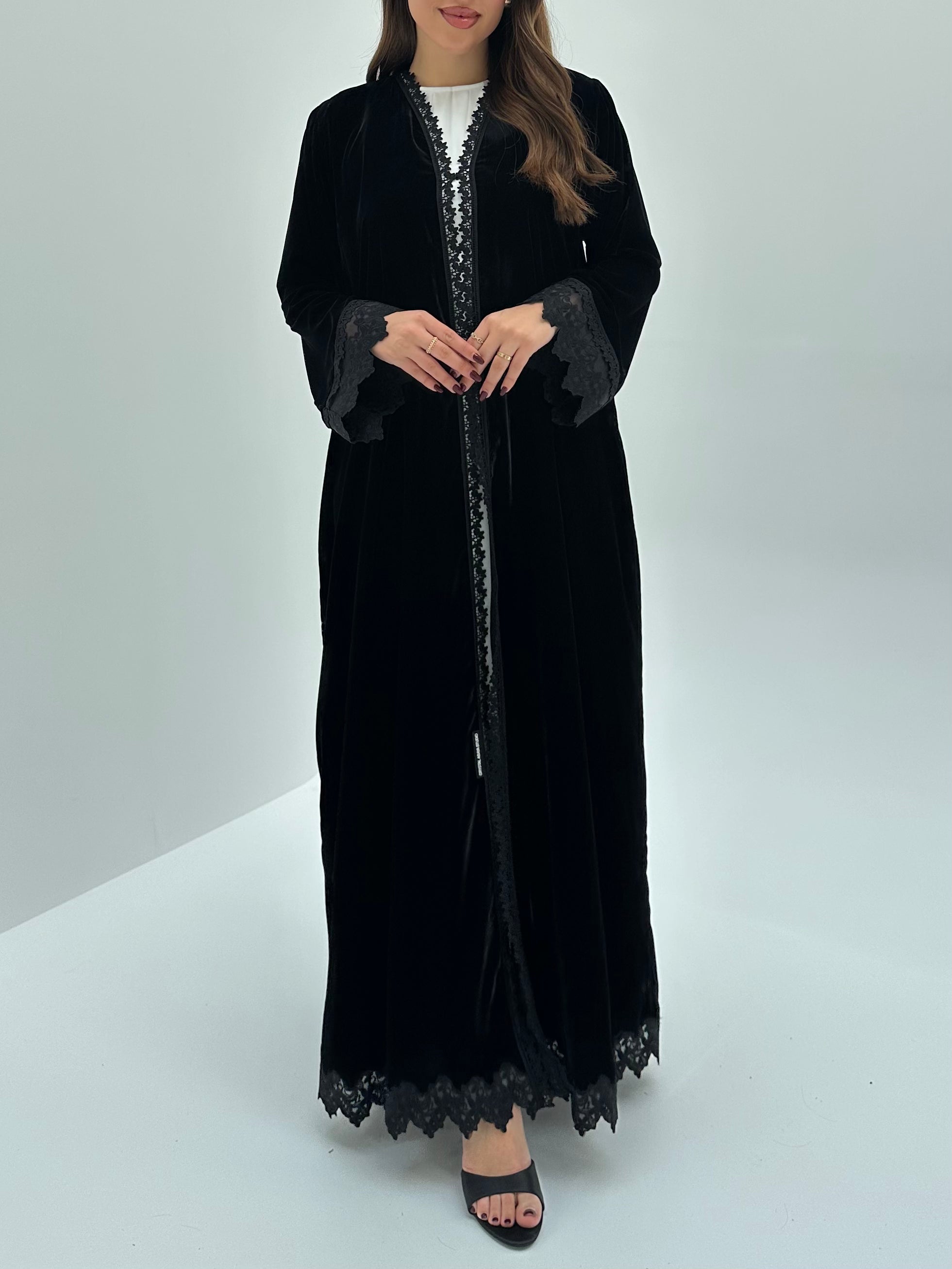 C 1738 Black Lace Abaya