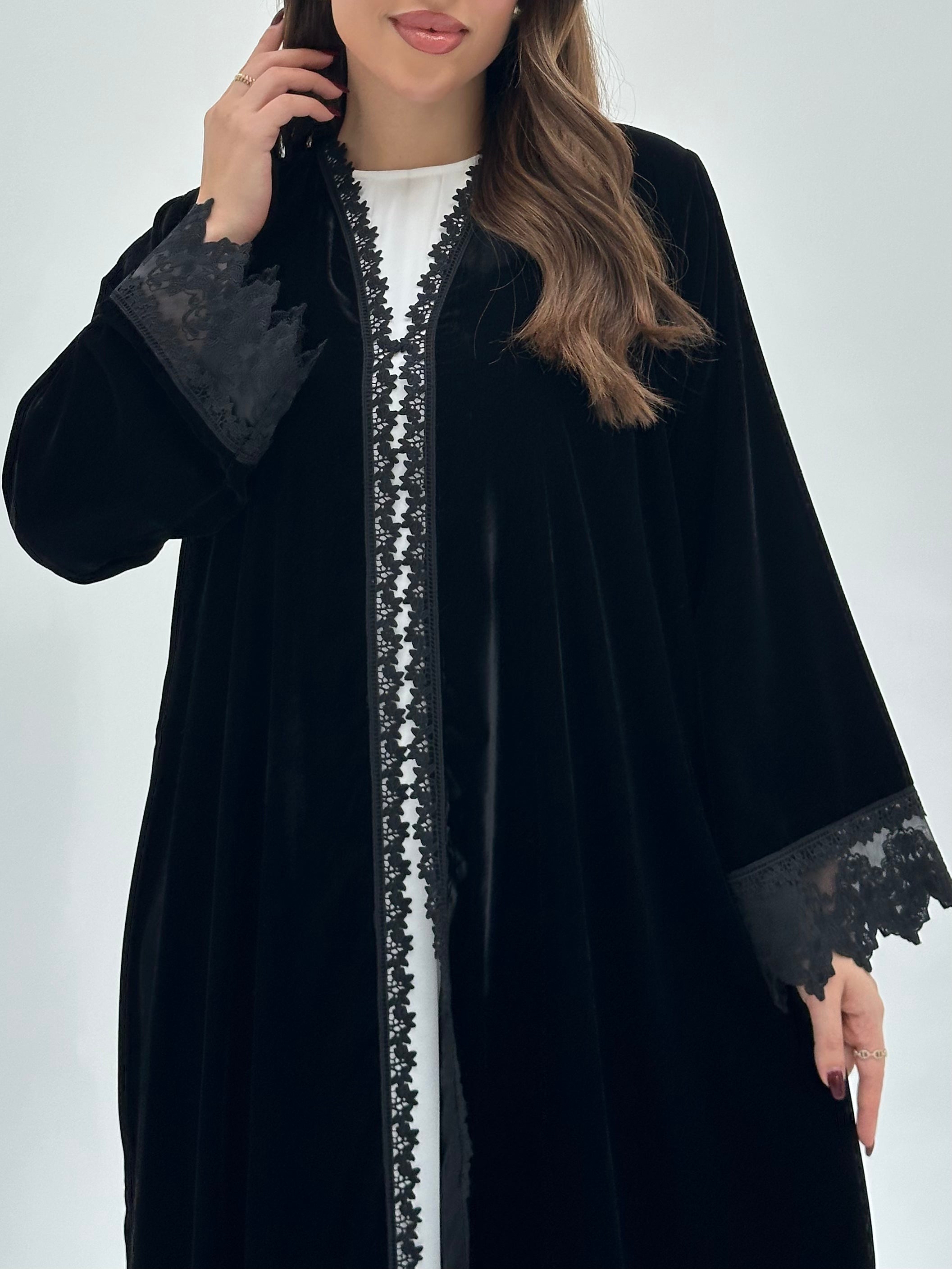 C 1738 Black Lace Abaya
