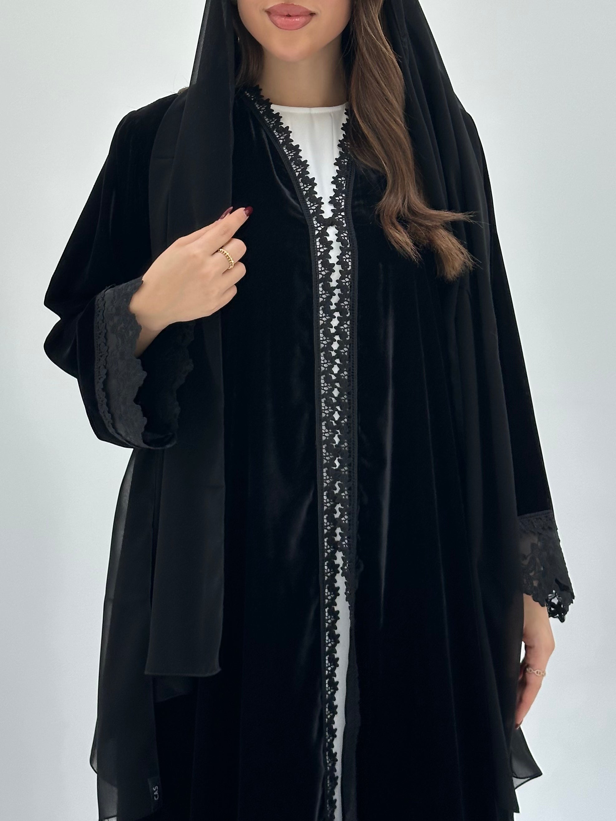 C 1738 Black Lace Abaya