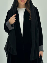 C 1740 Black Velvet Abaya - XS / 50