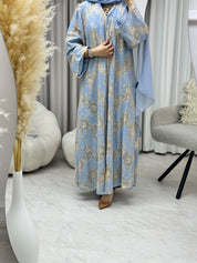 C 1282 Powder Blue Dantel Abaya