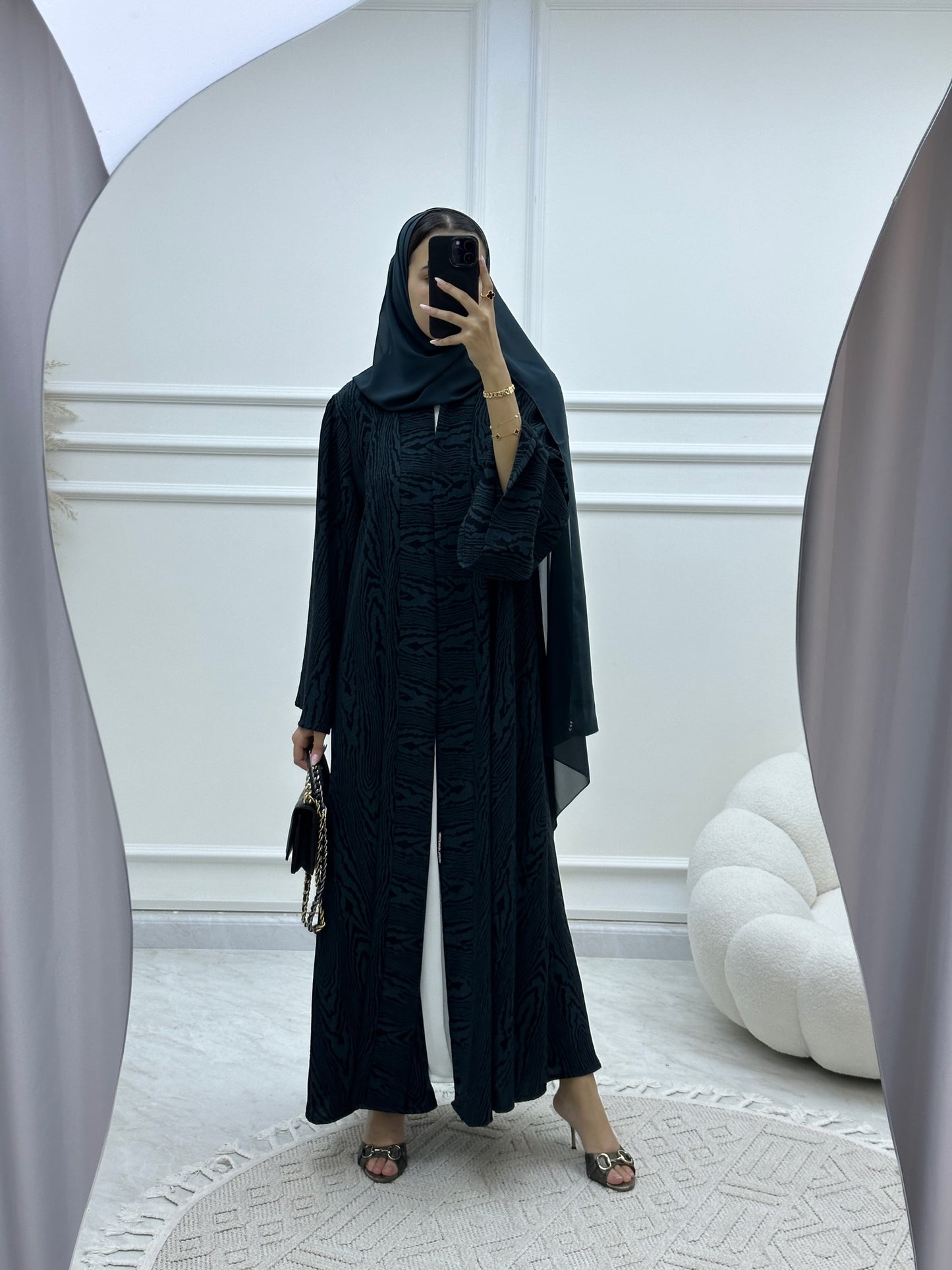 C Swirl Bisht Budget Teal Abaya