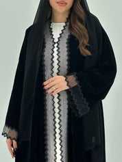 C 1741 Black Lace Abaya