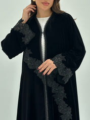 C 1742 Black Beaded Lace Abaya