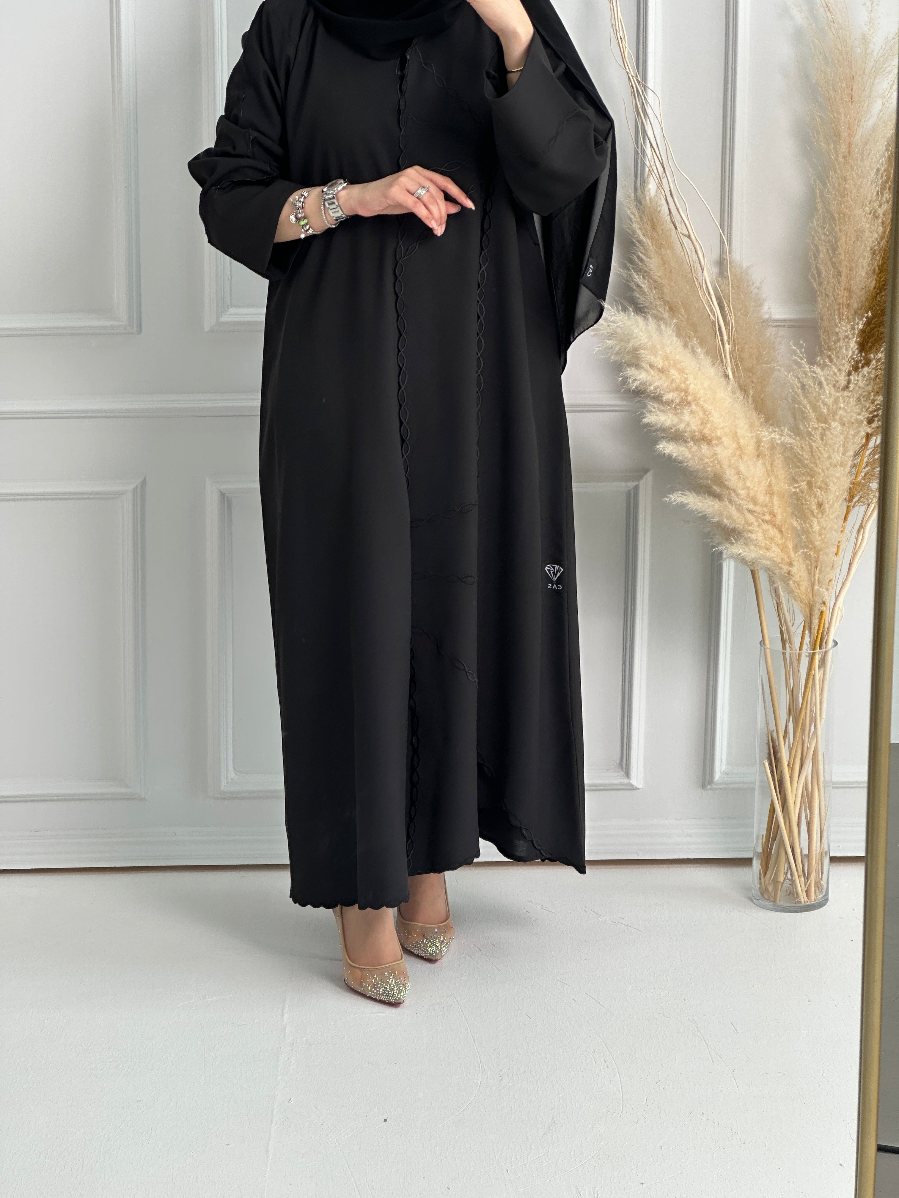 C RTW Black Work Abaya Set 159