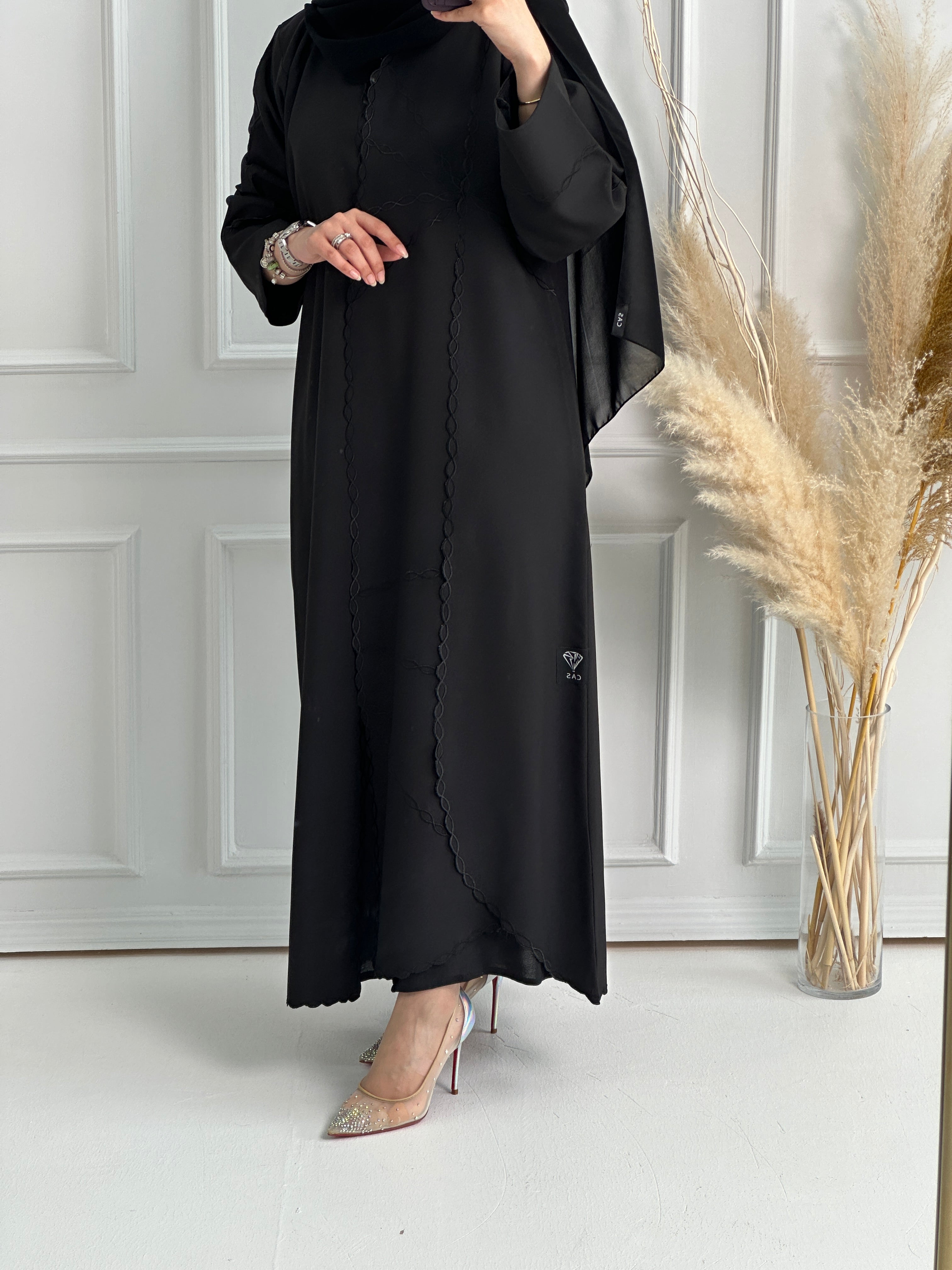 C RTW Black Work Abaya Set 159