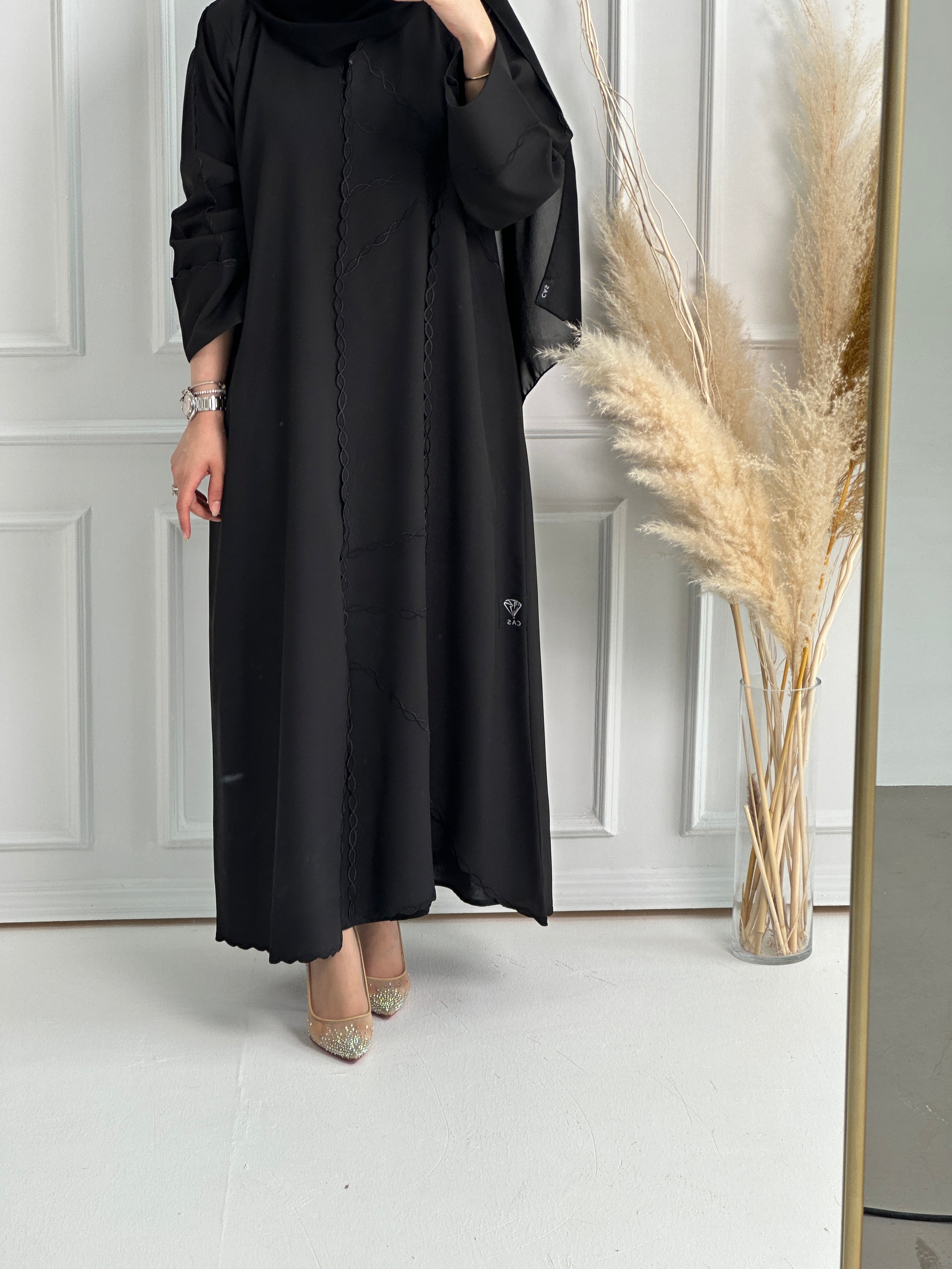 C RTW Black Work Abaya Set 159