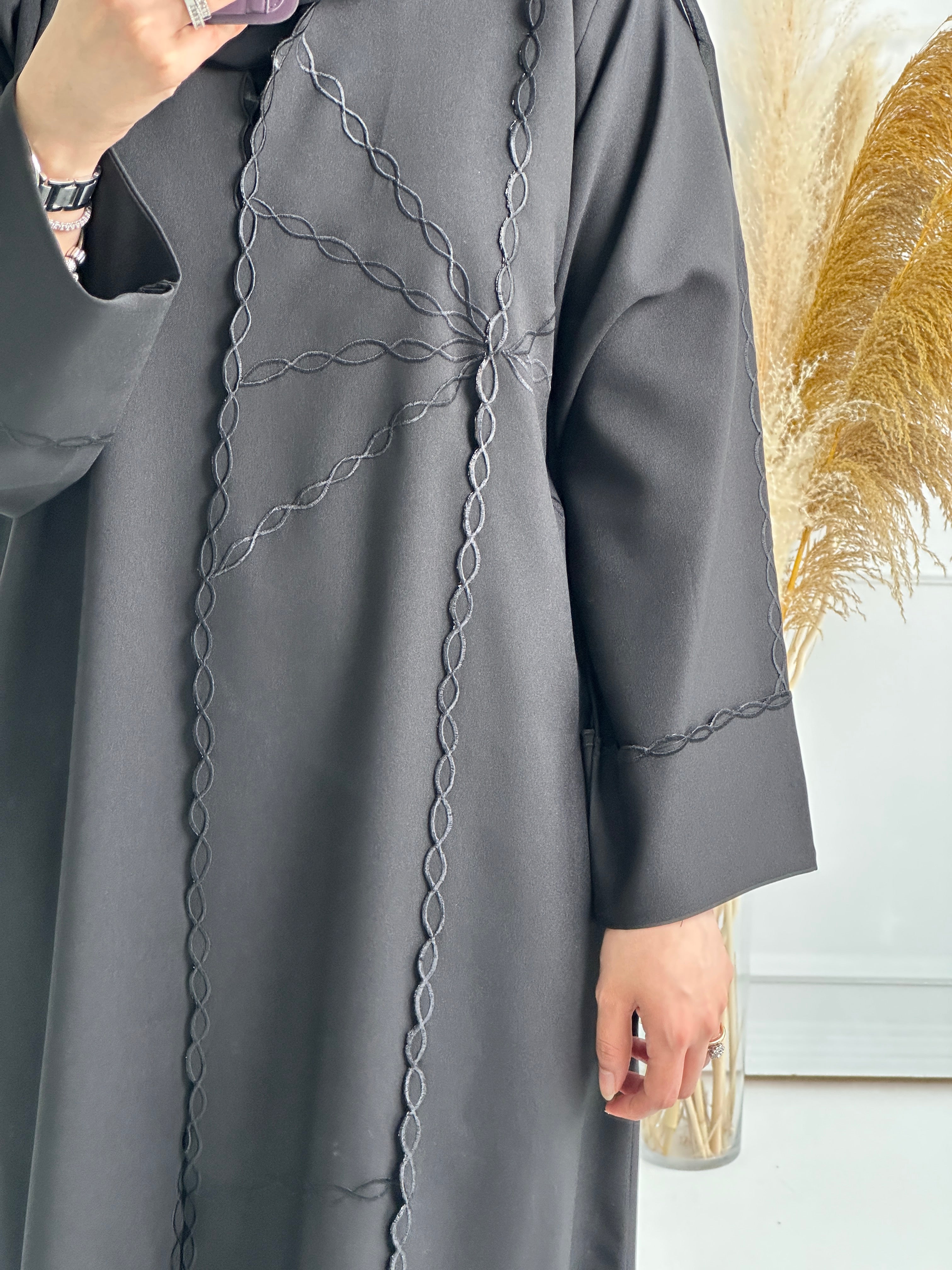 C RTW Black Work Abaya Set 159