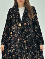 C 1743 Black Printed Velvet Abaya
