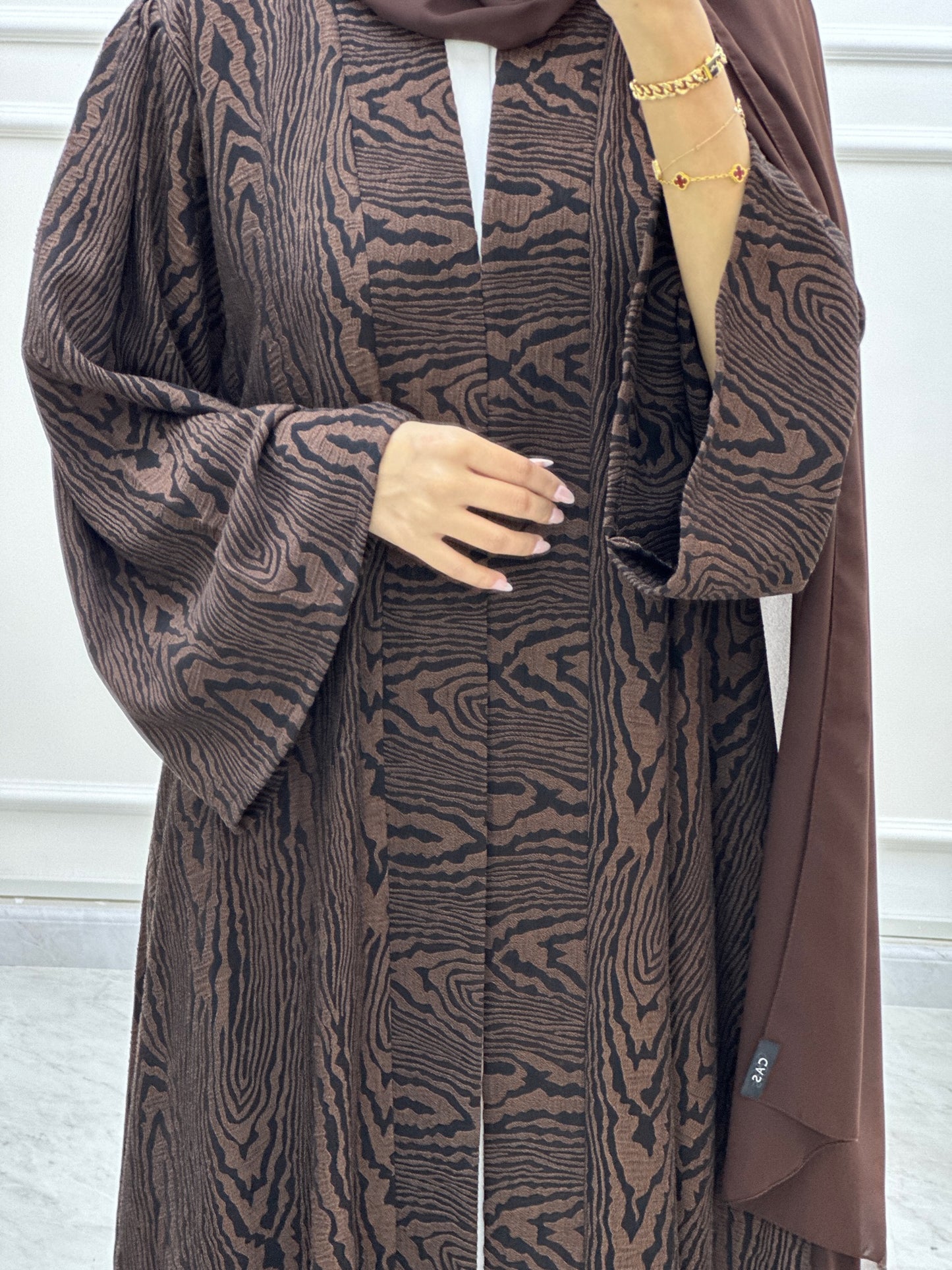 C RTW Swirl Bisht Budget Brown Abaya