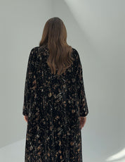 C 1743 Black Printed Velvet Abaya
